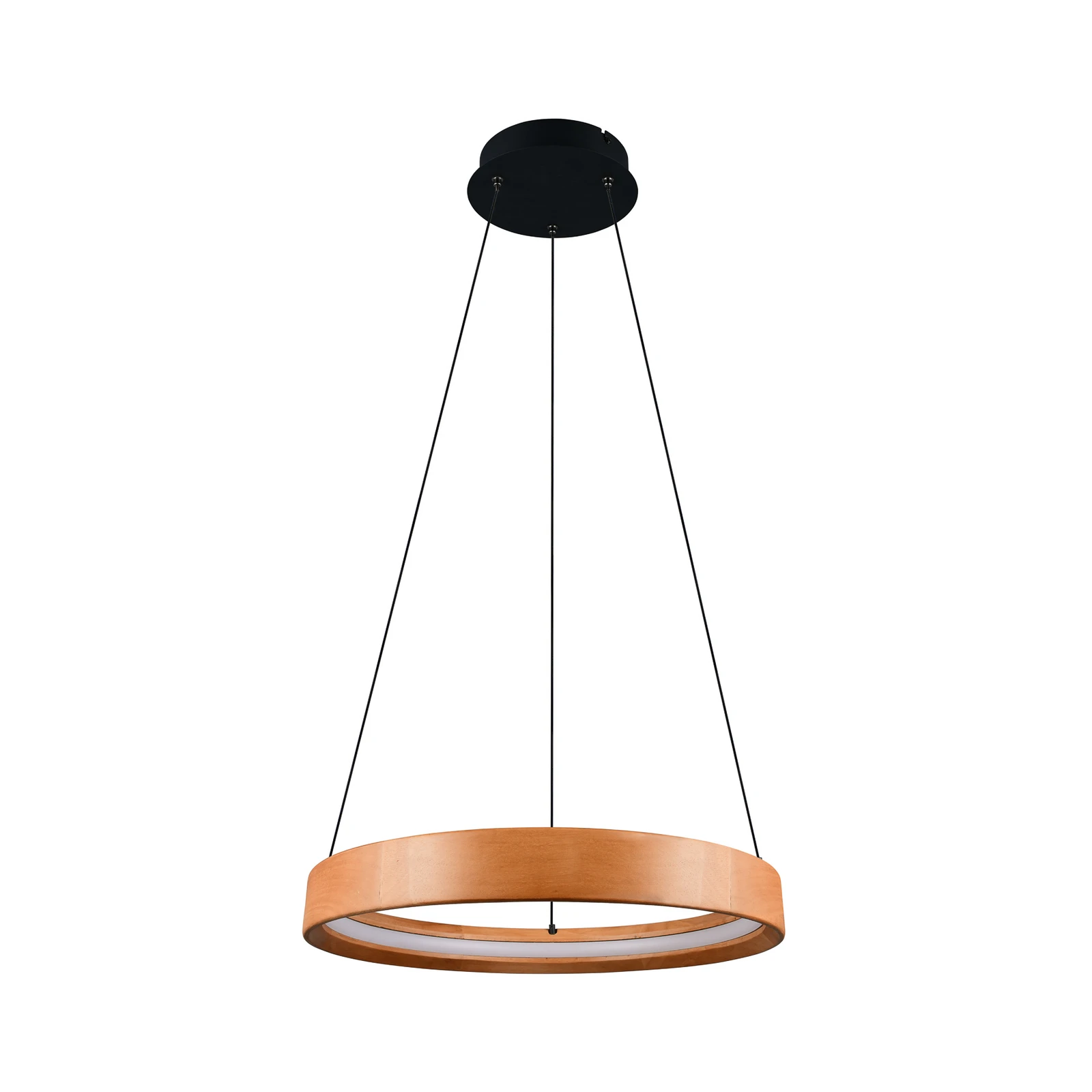 LED závesné svietidlo Lynwood, Ø 50 cm, farba dreva, drevo, stmievateľné