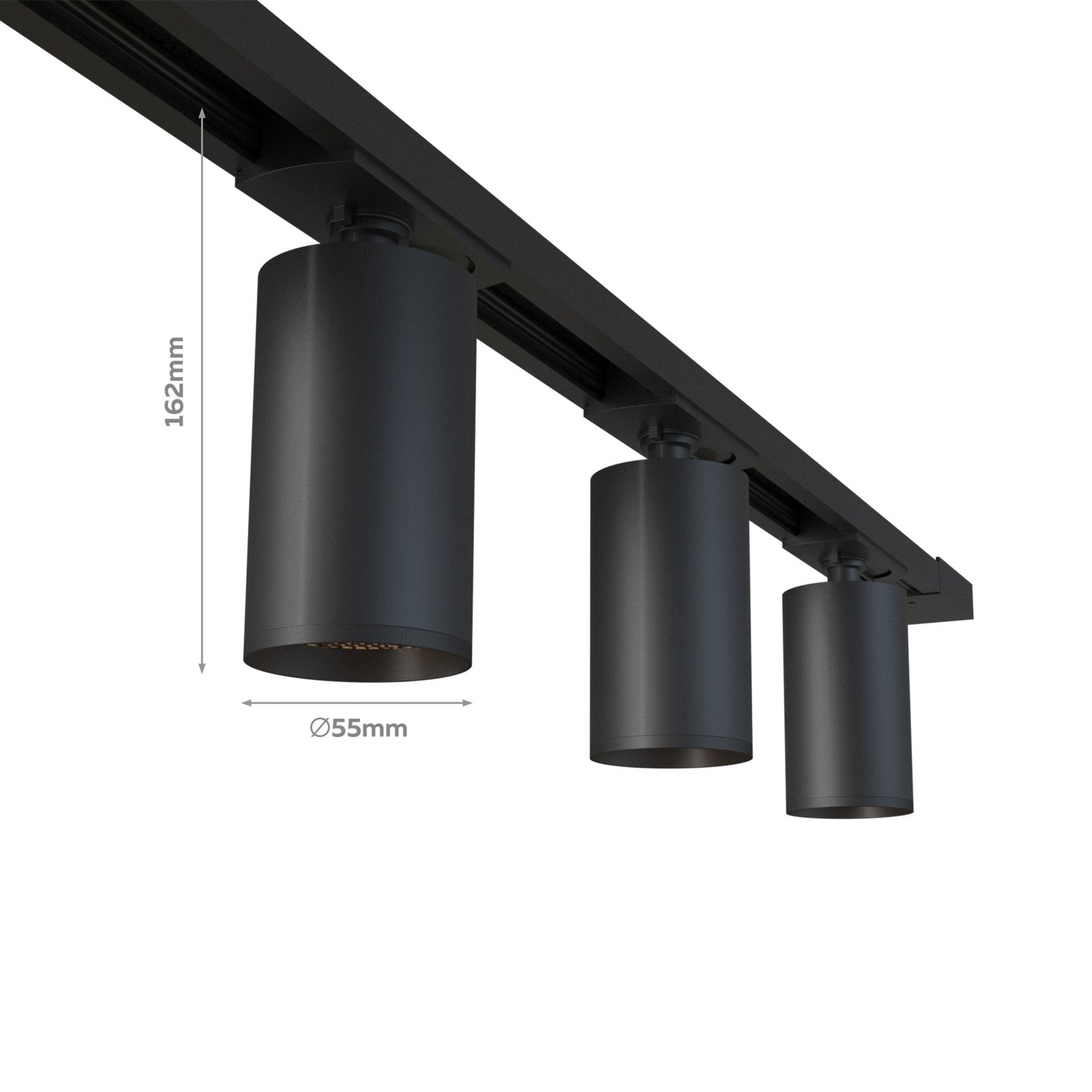 Calex Schienenset, 6 GU10-Spots, schwarz, Länge 3 m, Metall