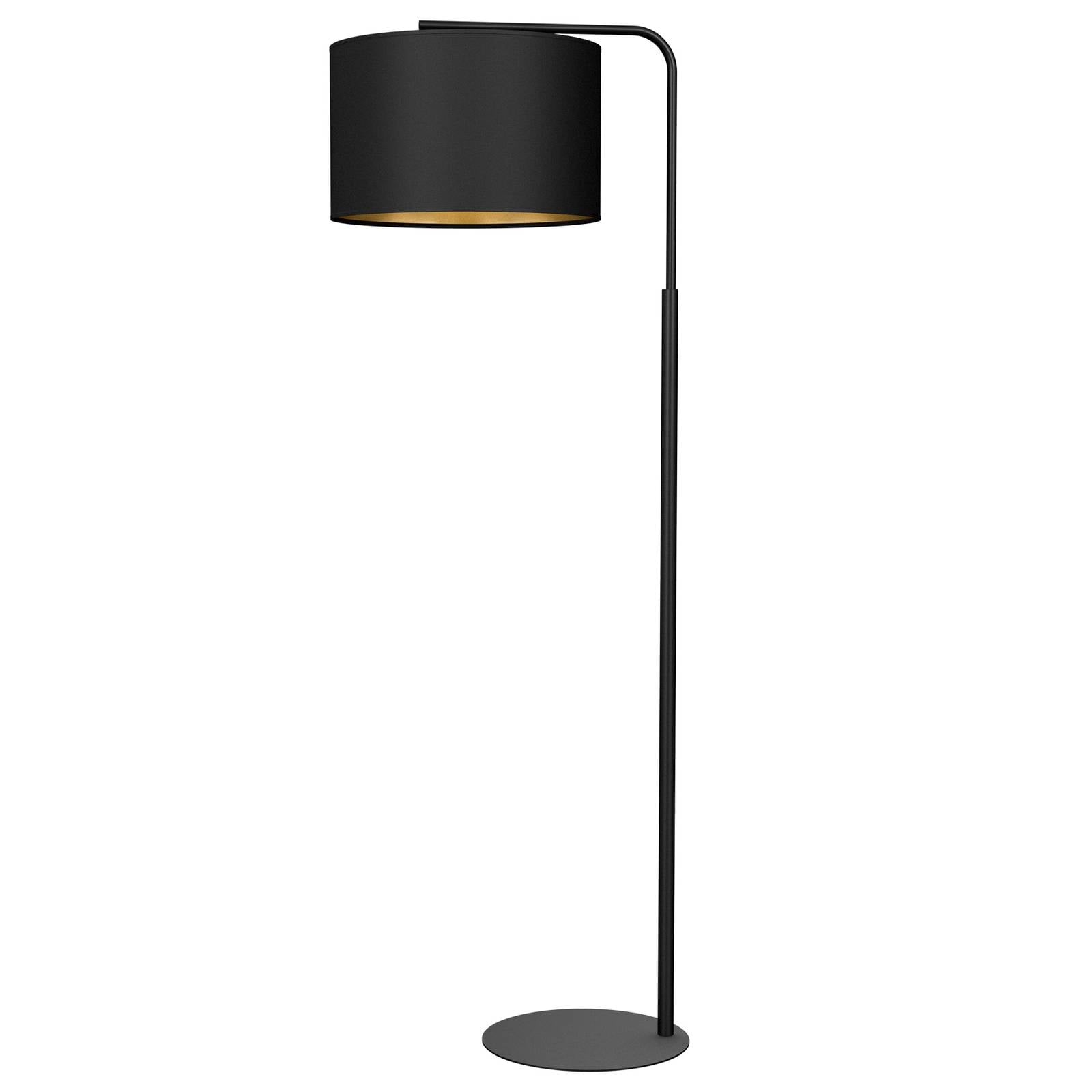 Golvlampa Soho, cylindrisk böjd i svart/guld