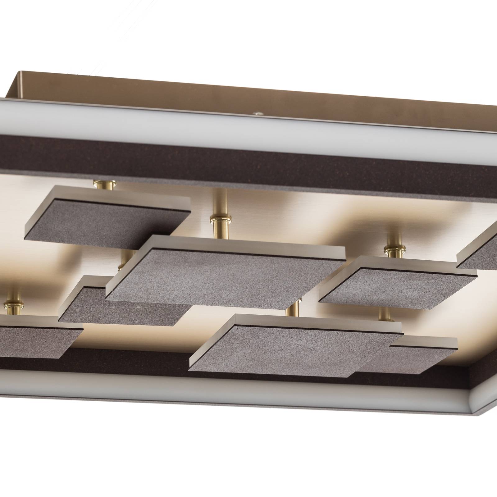 Lampa sufitowa LED Rico, ściemniana, kątowa, brązowa