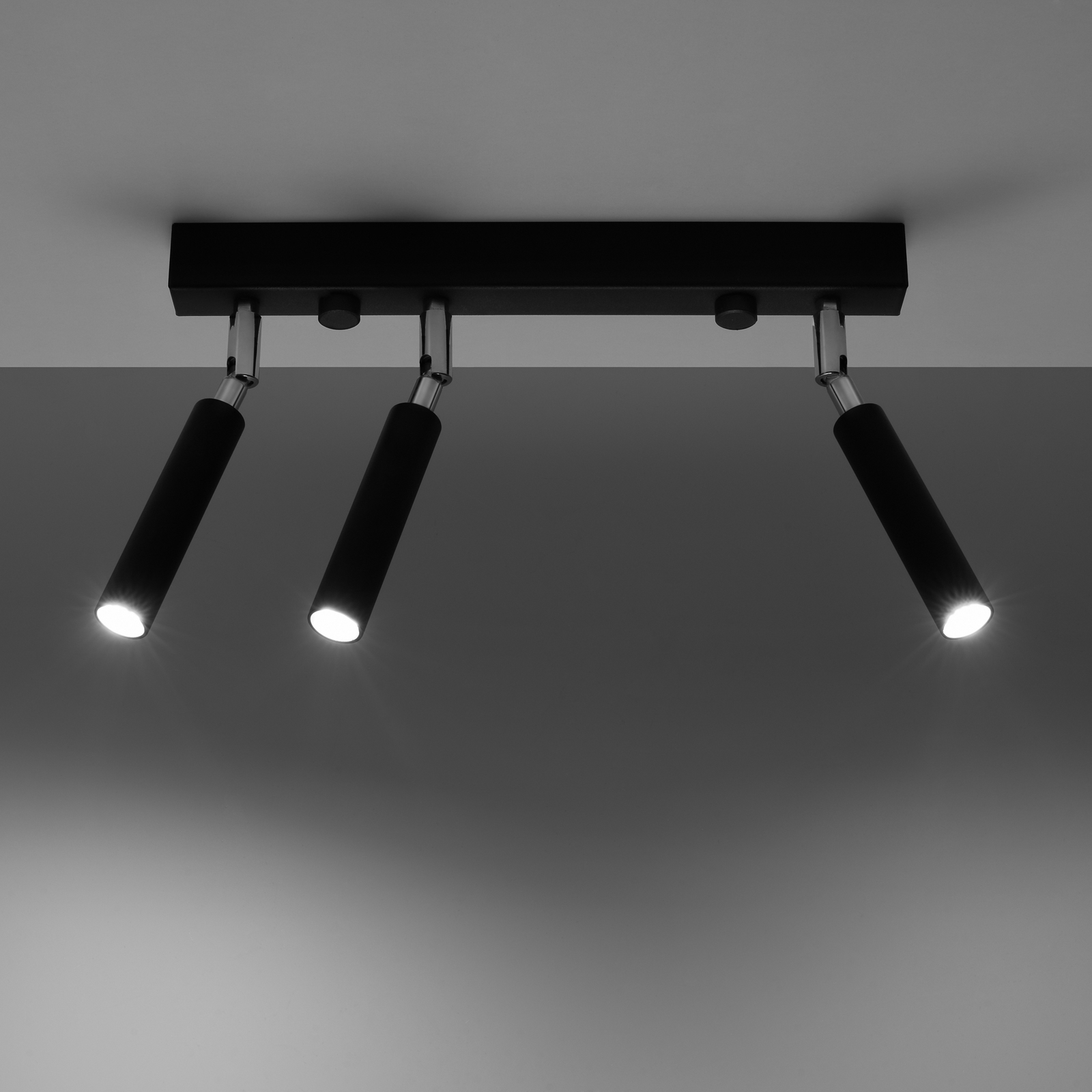 Euluna Nicanor spot plafond noir/chromé à 3 lampes