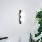 Ideal Lux Aplique de pared LED Ping Pong negro 2 luces de cristal opalino