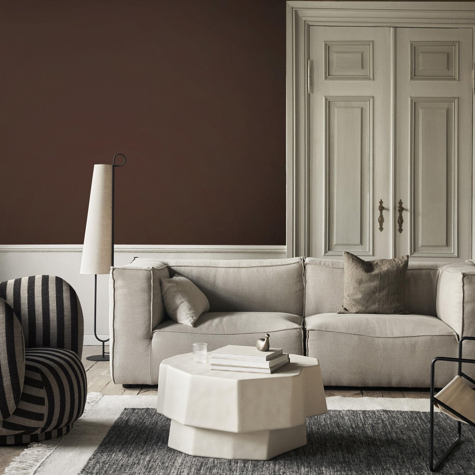 Ancora Candeeiro de Pé Black/Natural - Ferm Living