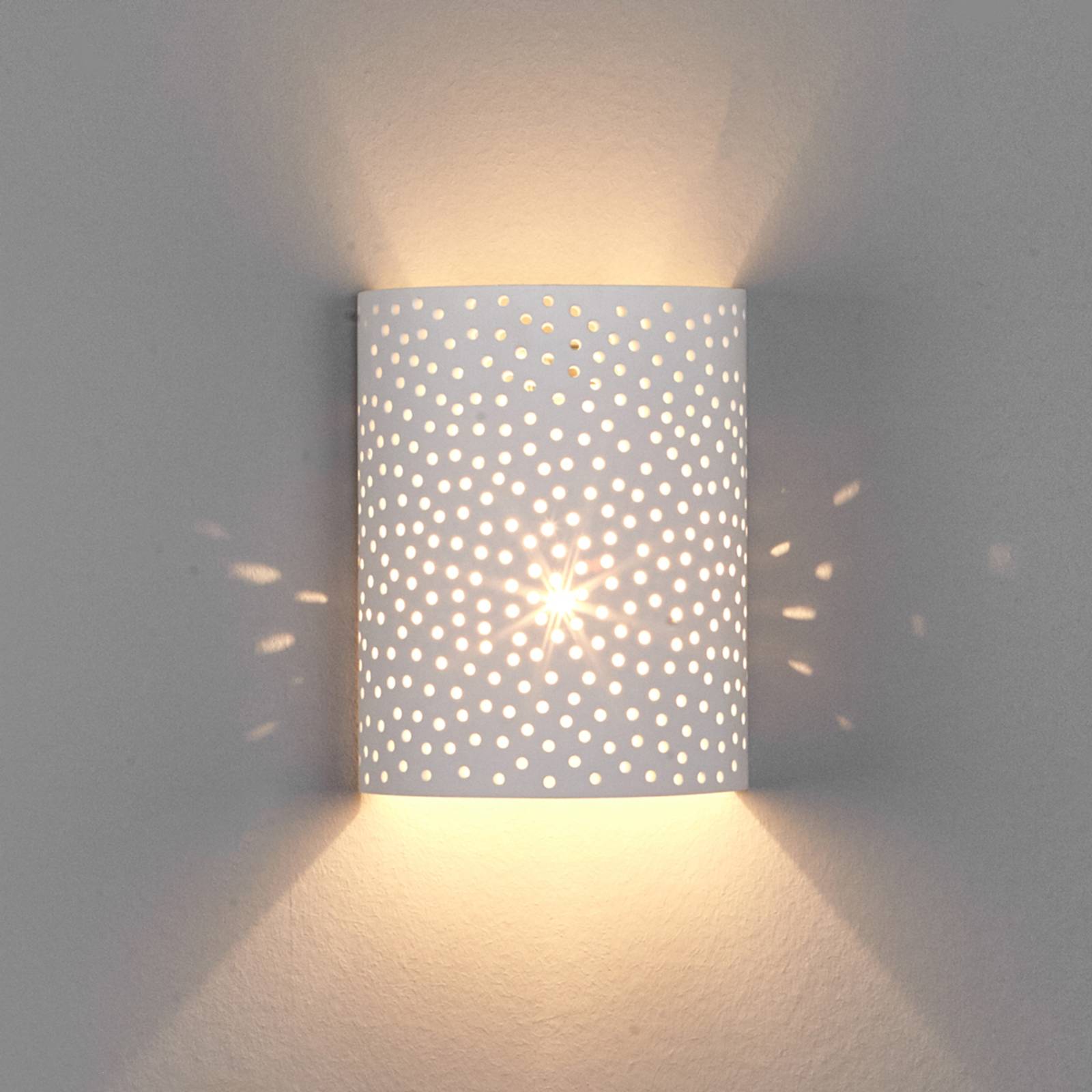 Lampa ścienna Lindby Jiru, gips, 23 cm, biały, półokrągły