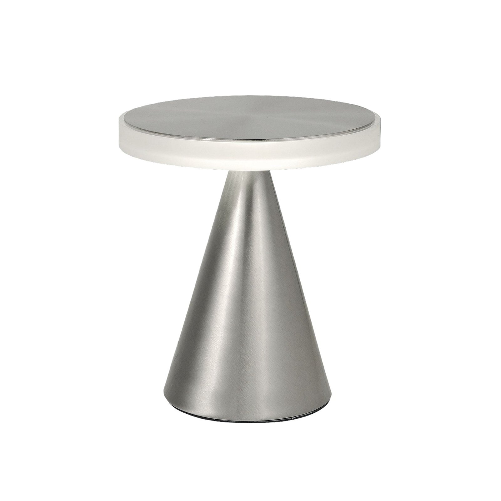 Lampe de table LED Neutra, hauteur 27 cm, nickel, variateur d'intensité