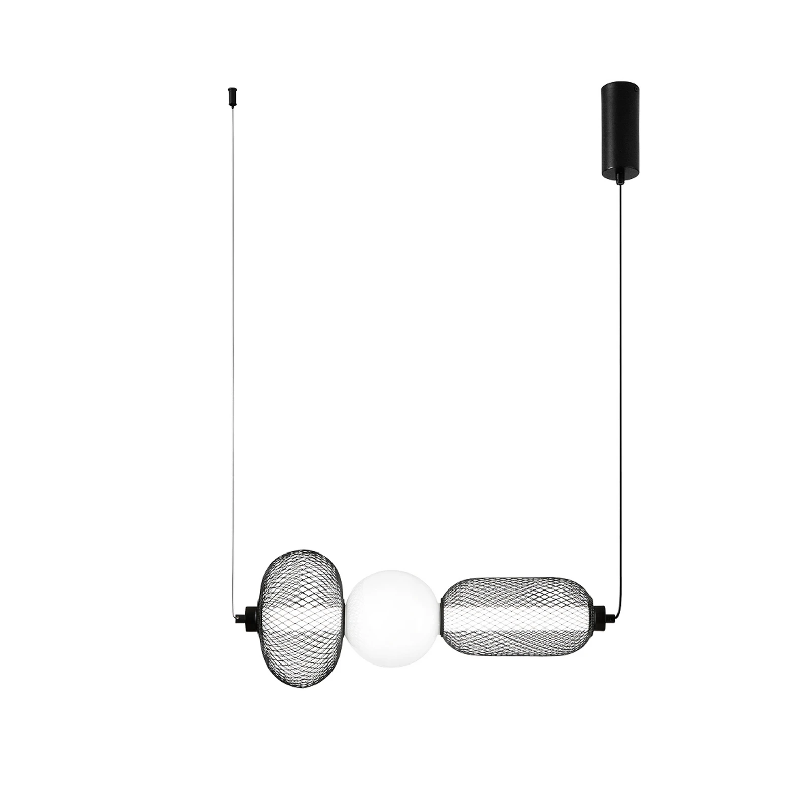 LED závesné svietidlo INKAS, výška 53 cm, čierna, sklo/kov, CCT