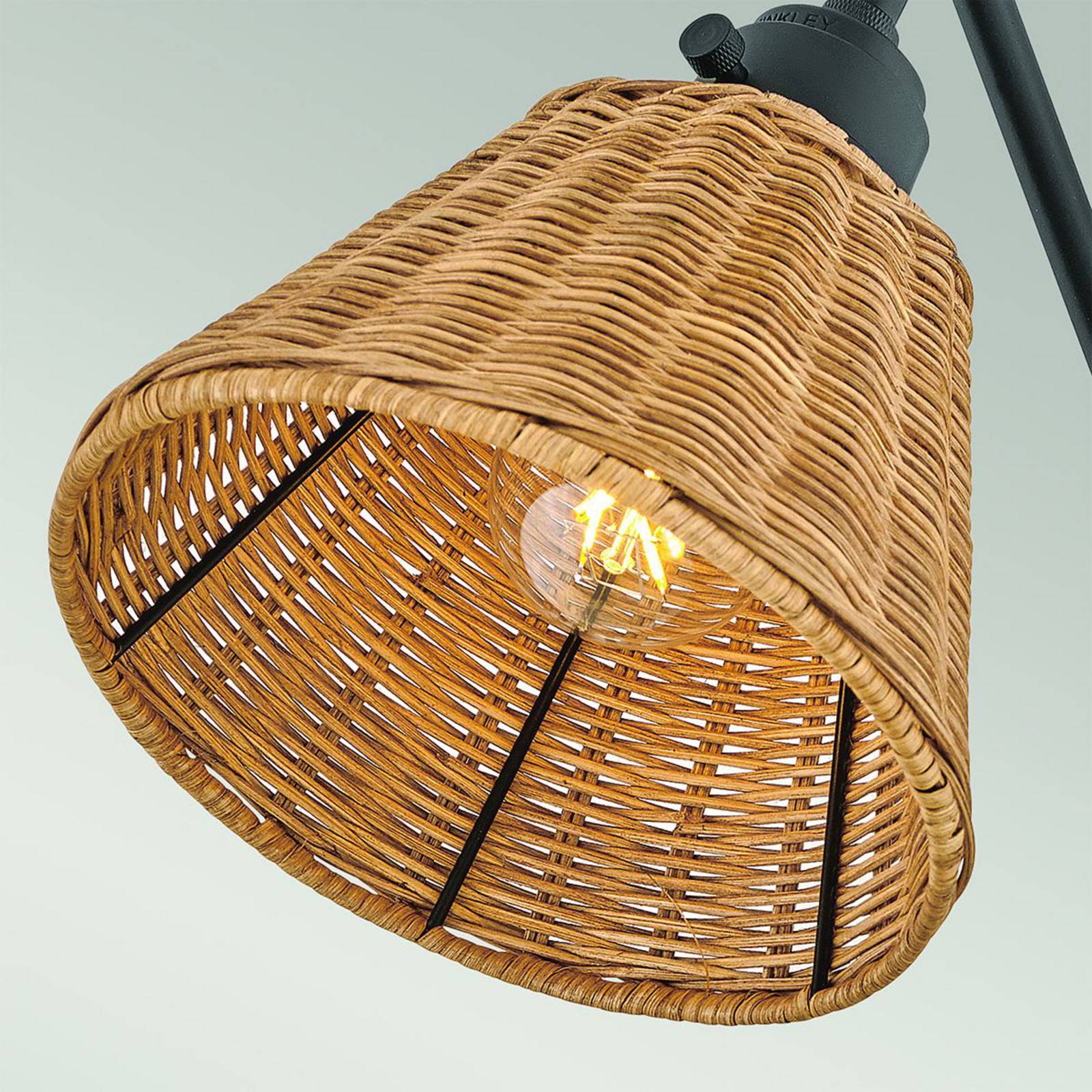 Kinkiet Arti, czarny/naturalny, rattan, stal