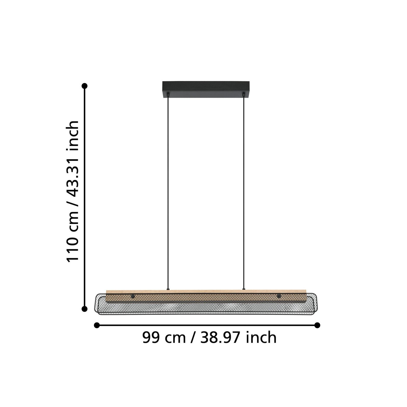 EGLO connect LED-hänglampa Kokomo-Z, svart, trä, stål