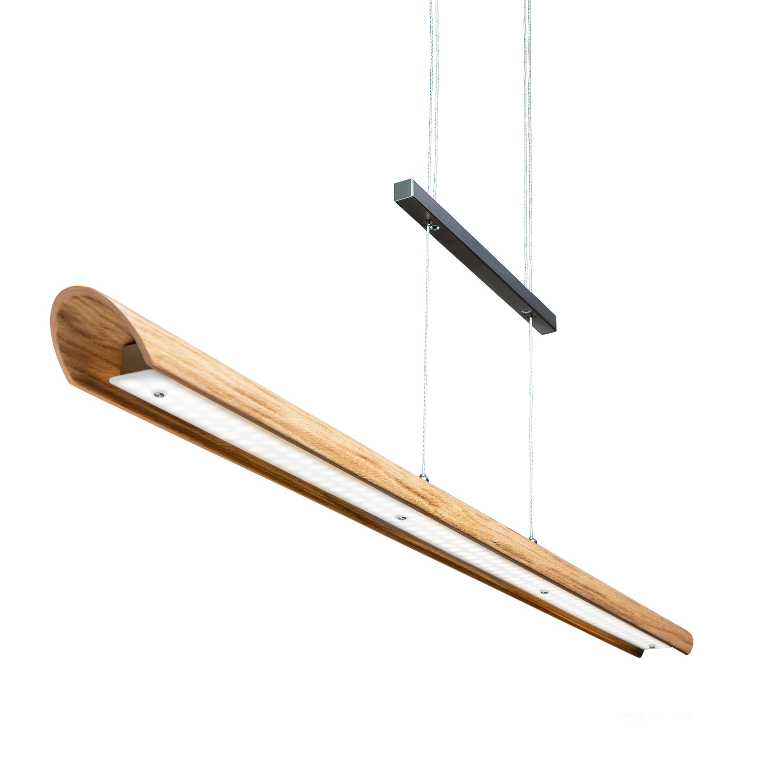 Elobra Colombia S LED pendant light, natural oak, for Living / Dining Room, wood, 18 W, energy efficiency: A+, L: 120 cm, W: 9 cm