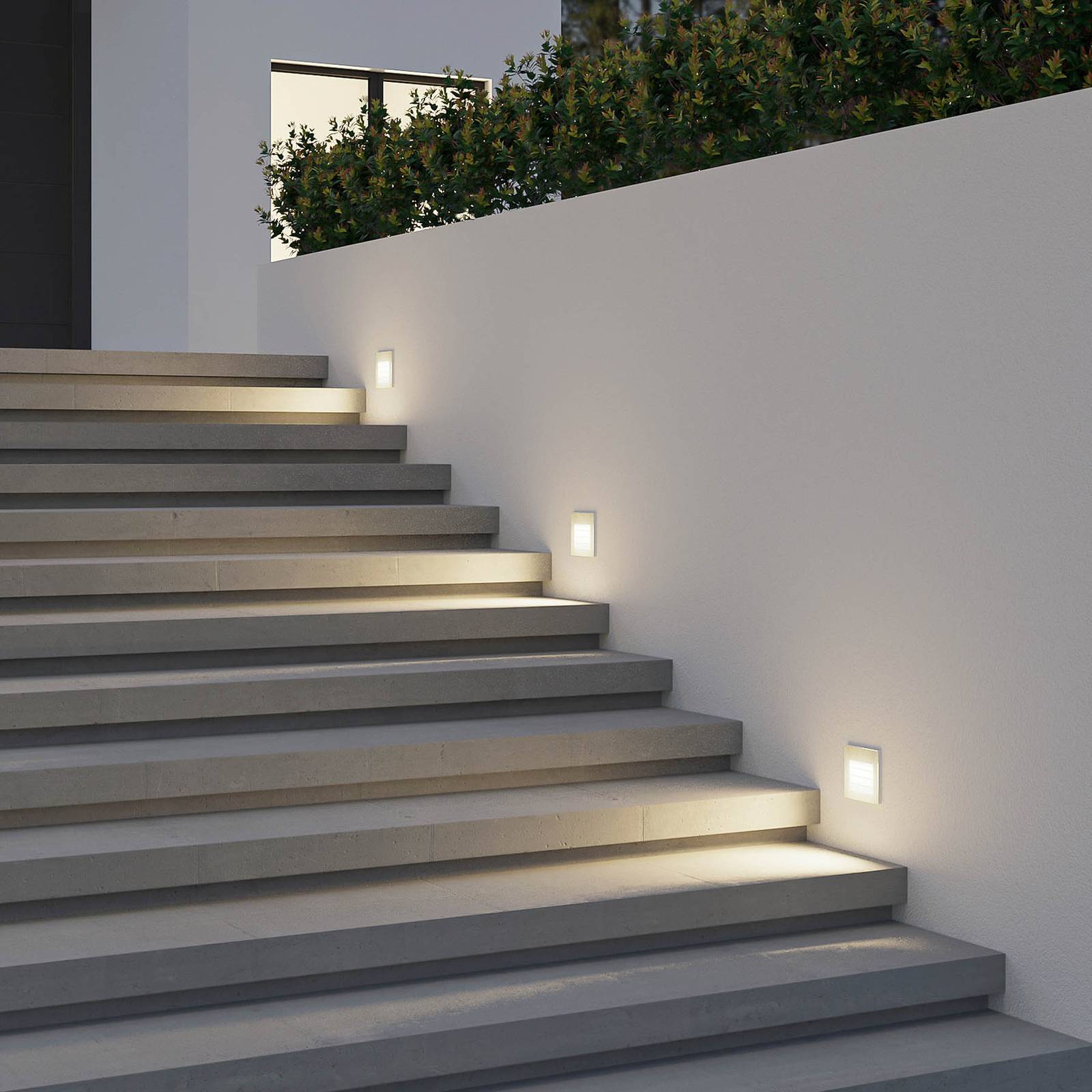 Arcchio Yariki LED-vägginbyggnadslampa, raster vit