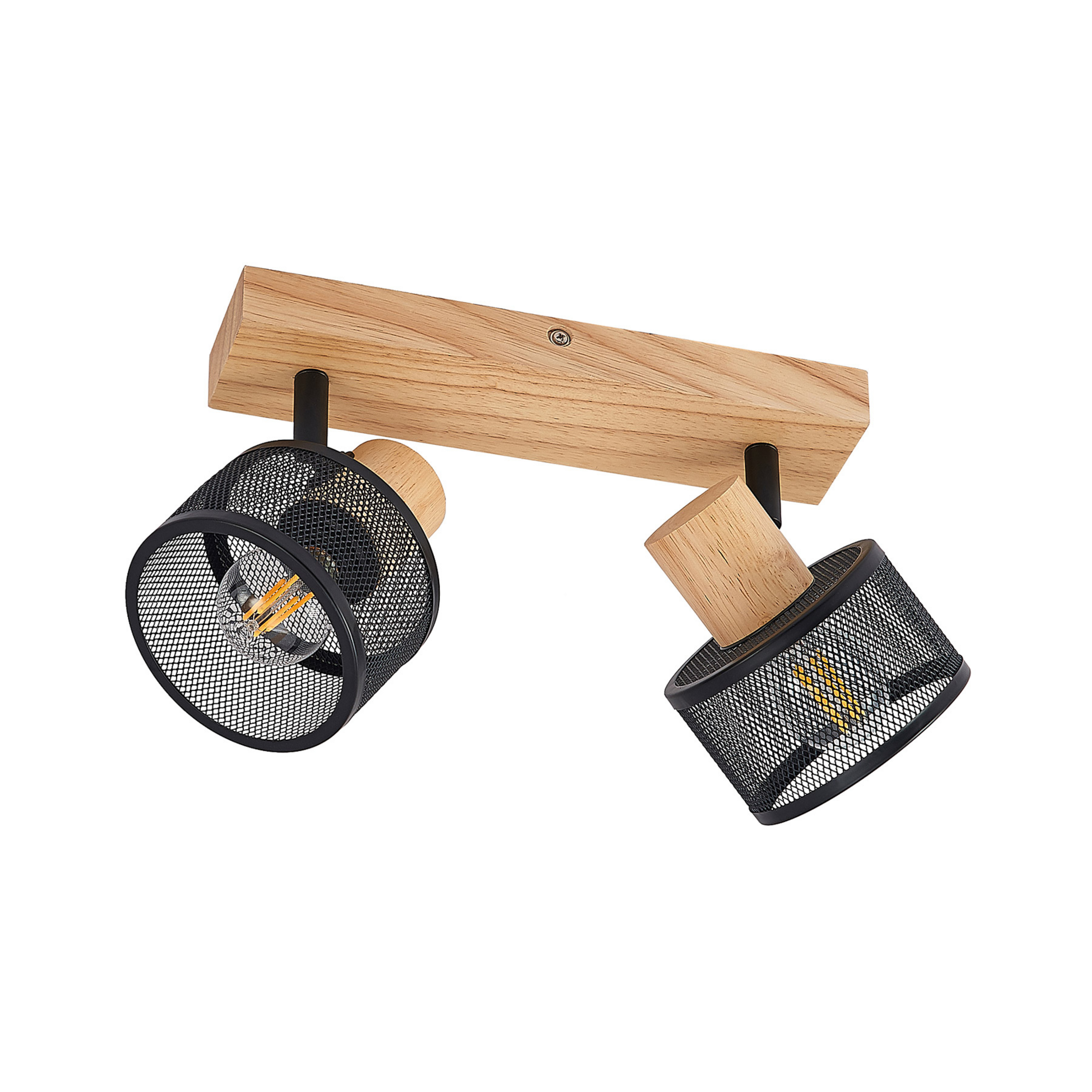 Evinora 2 Plafondlamp Black/Wood - Lindby