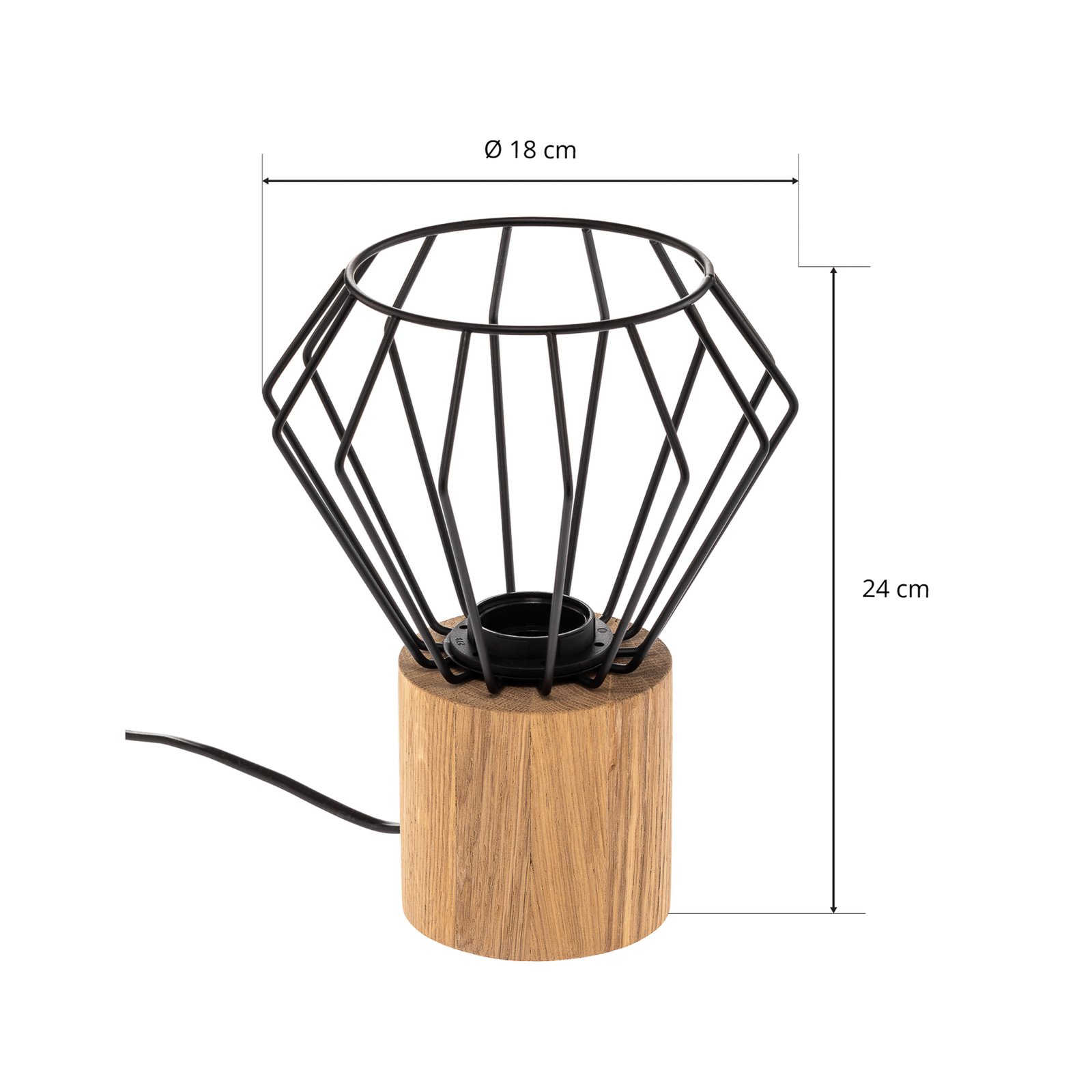 Envostar Vento tafellamp zwart/eiken 1-lamp