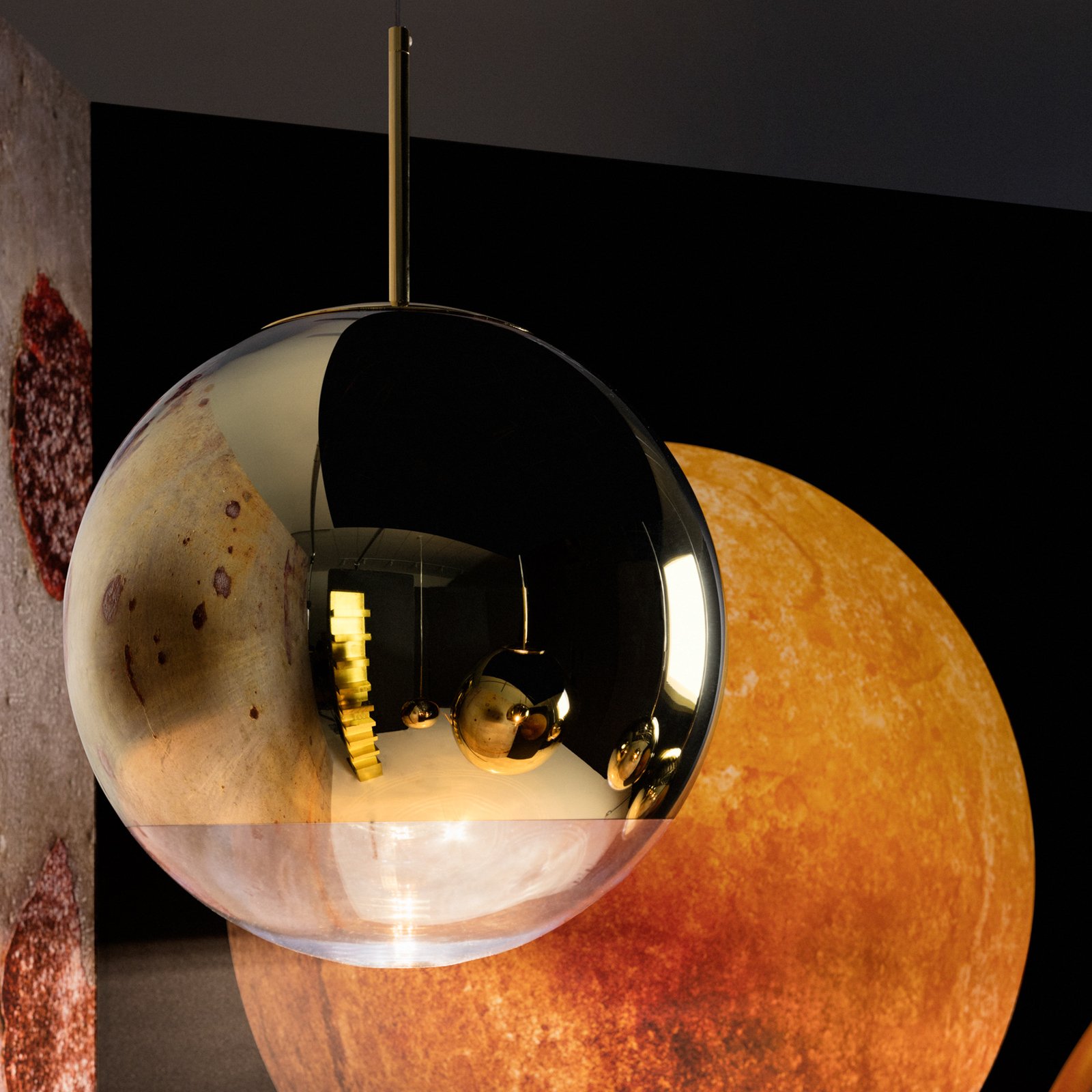 Tom Dixon Mirror Ball LED-hengelampe Ø 25 cm gull