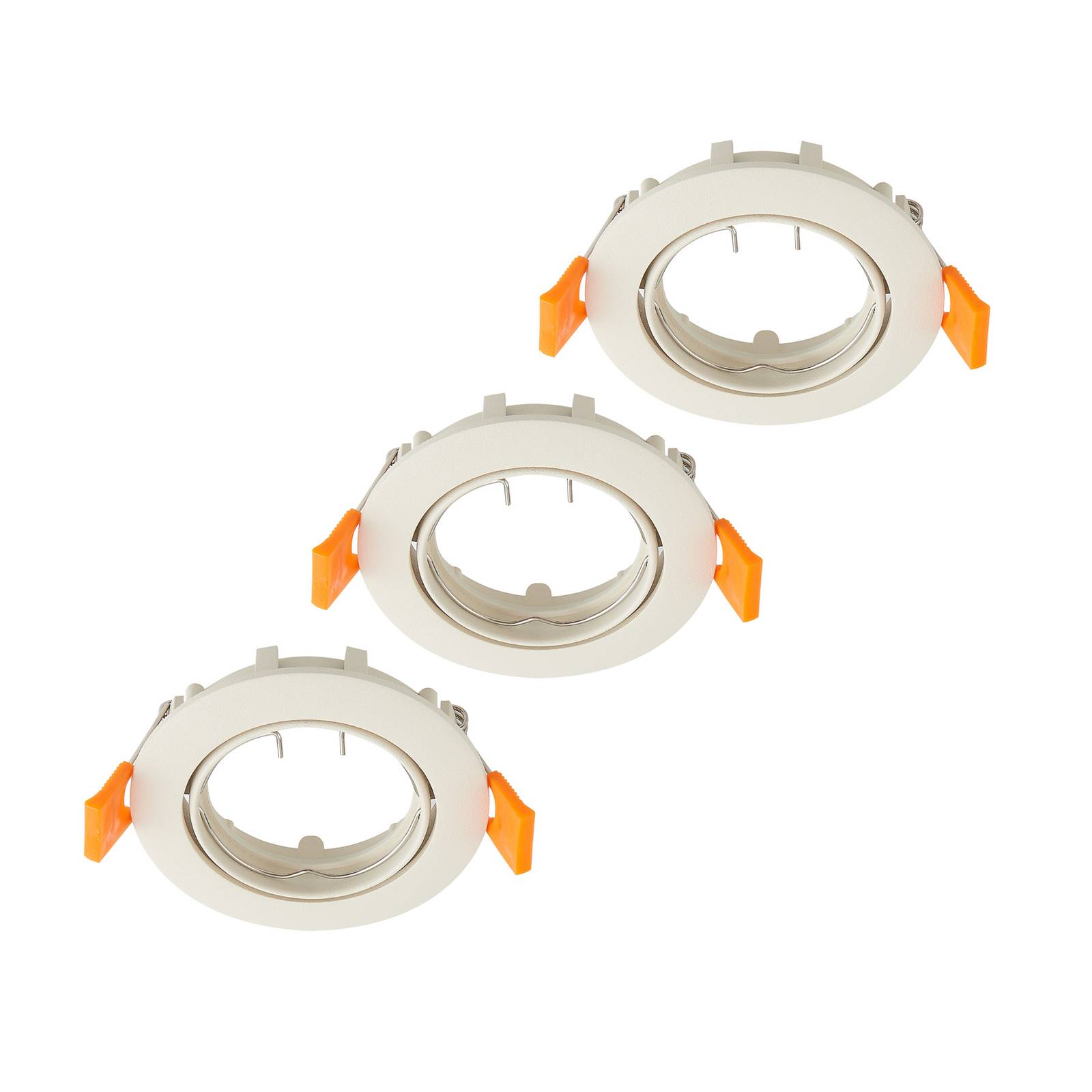 PRIOS Plafoniera a incasso Fibur, beige, zinco, Ø 8,2 cm, set da 3