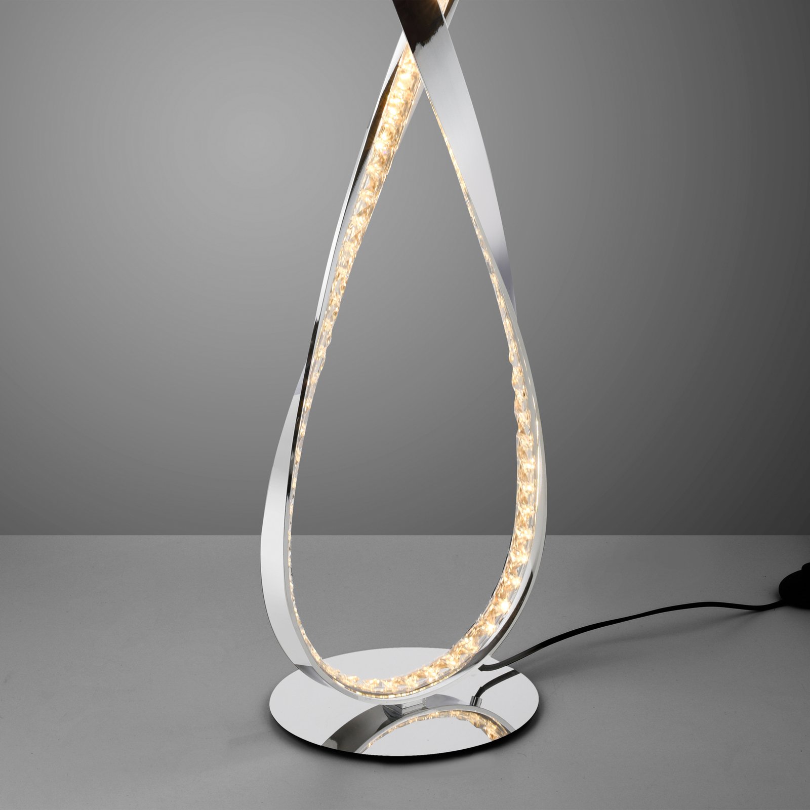 LED stojací lampa Brilla, stmívatelná, chrom