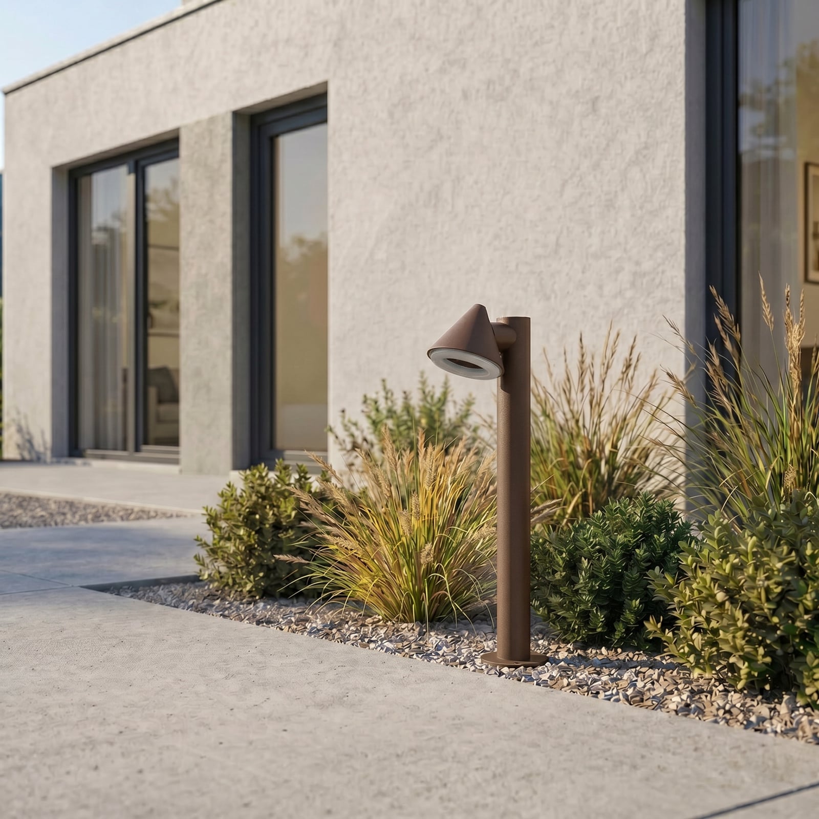 Soran LED ösvény világítás, fém, magasság 60 cm, barna, IP44 – Lindby