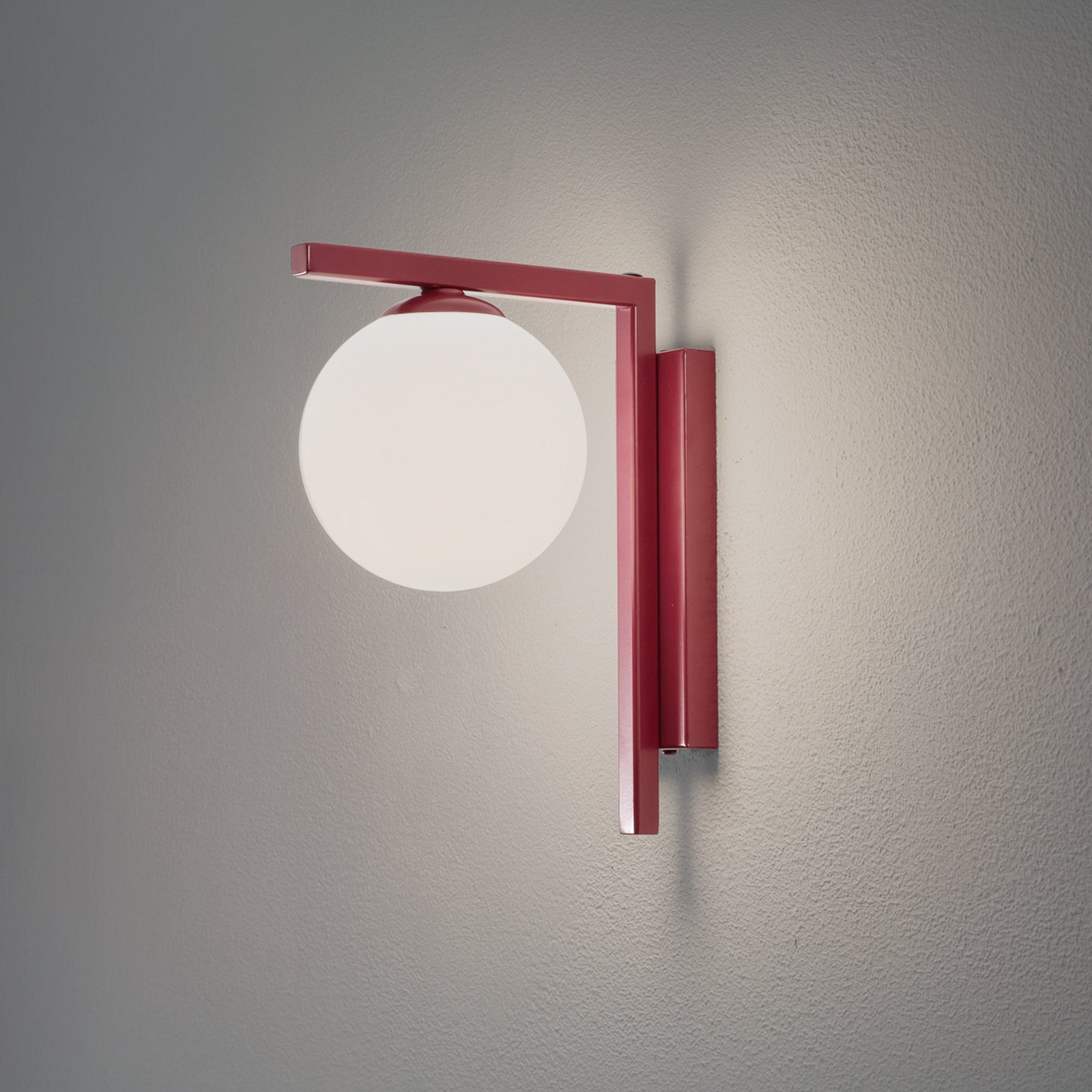 Zac wall light, opal/wine red, 1-bulb Zac wall light, opal/wine red, 1-bulb