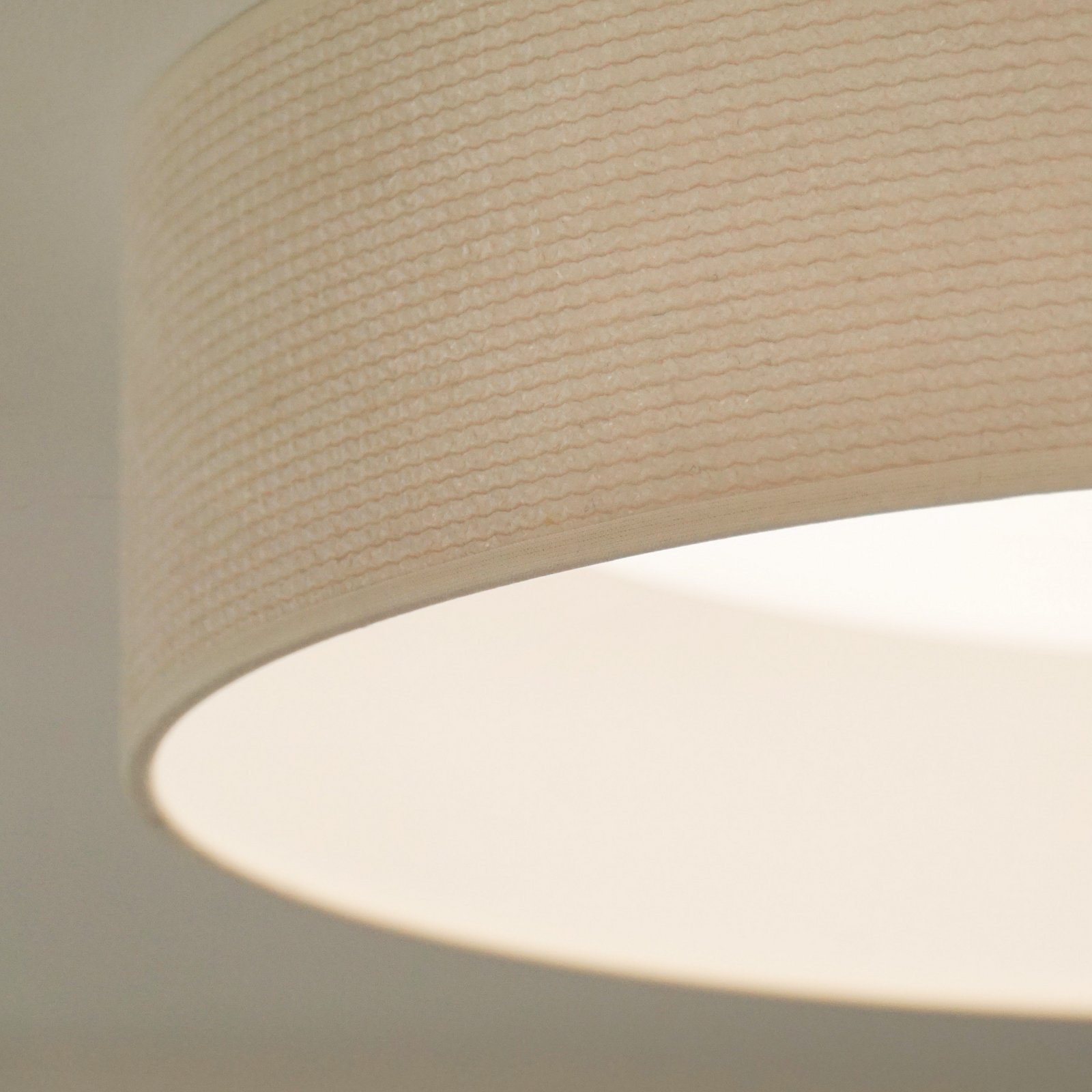 LED ceiling light Plafond, white, fabric, Ø 45 cm, 3-step dimmable