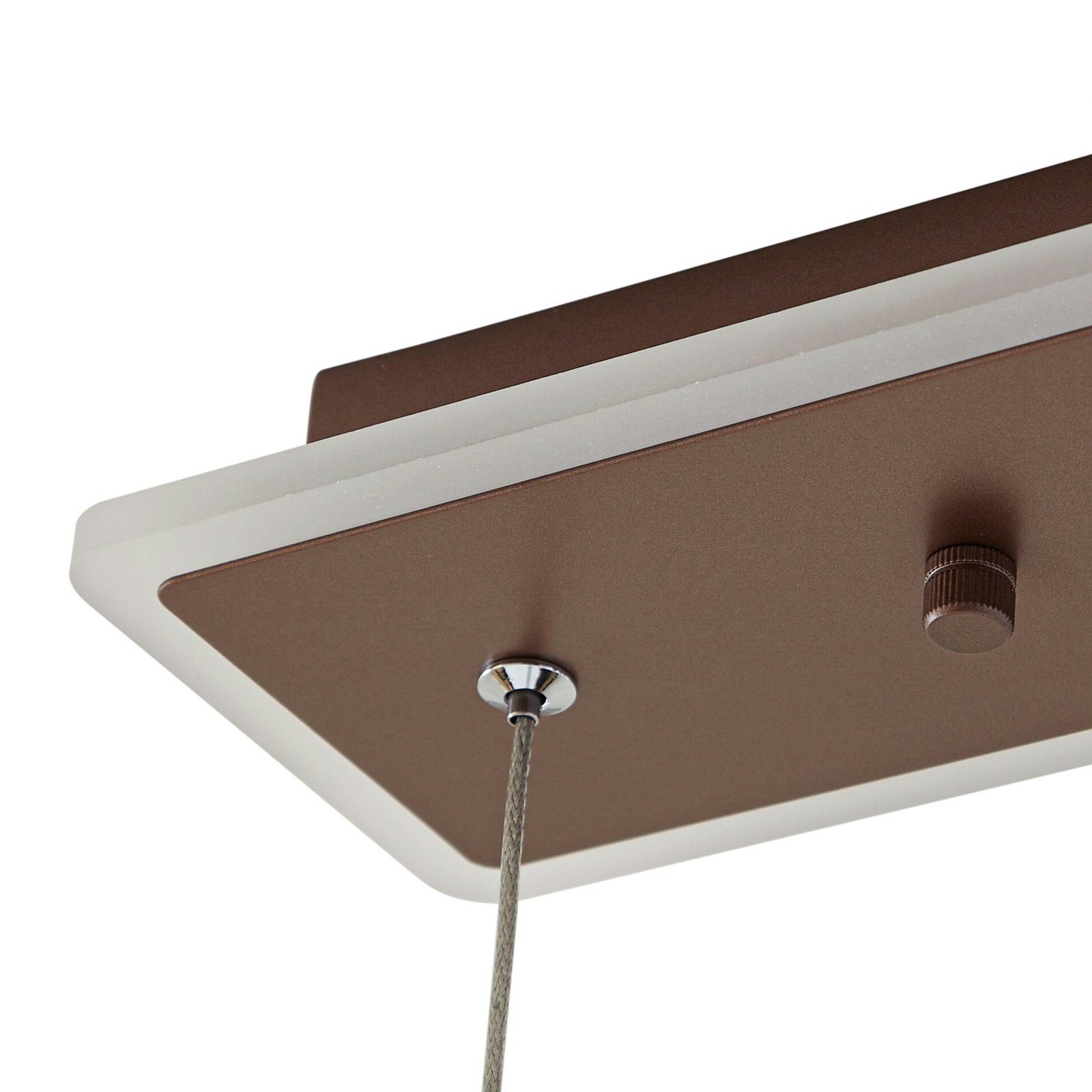 Lucande LED-Hängeleuchte Kolo, 86 cm, 2-flg., braun, dimmbar
