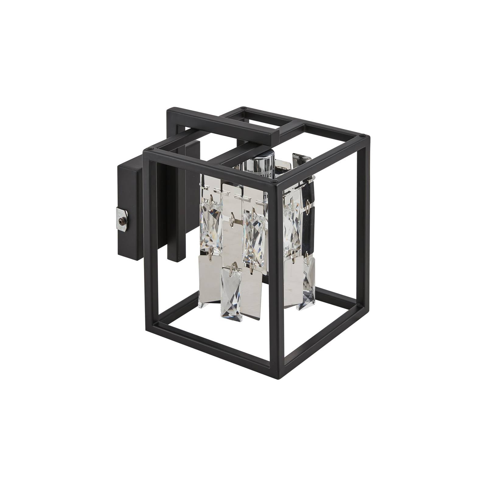 Lucande Wandleuchte Arcan, chromfarben/schwarz, Kristallglas