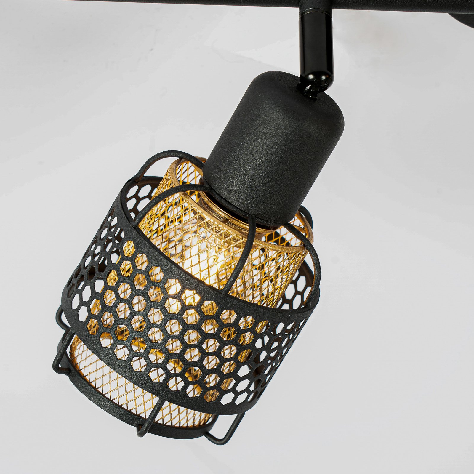 Lindby Eudoria stropna reflektorska svetilka 4-svetlobna črna/zlata