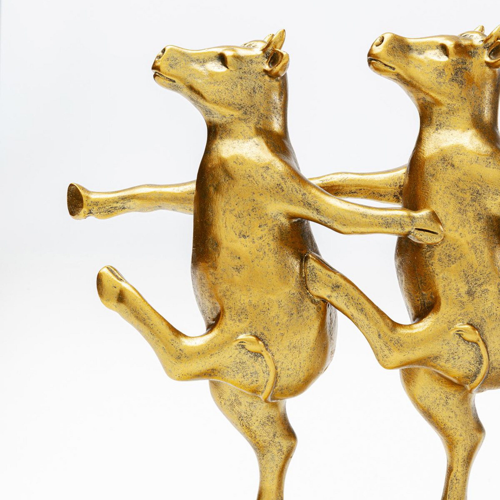 KARE Vaca Dançante, estatueta decorativa, cor dourada, poliresina, A 23 cm - candeeiros Sala de estar / jantar - Design - Ouro / latão - Plástico