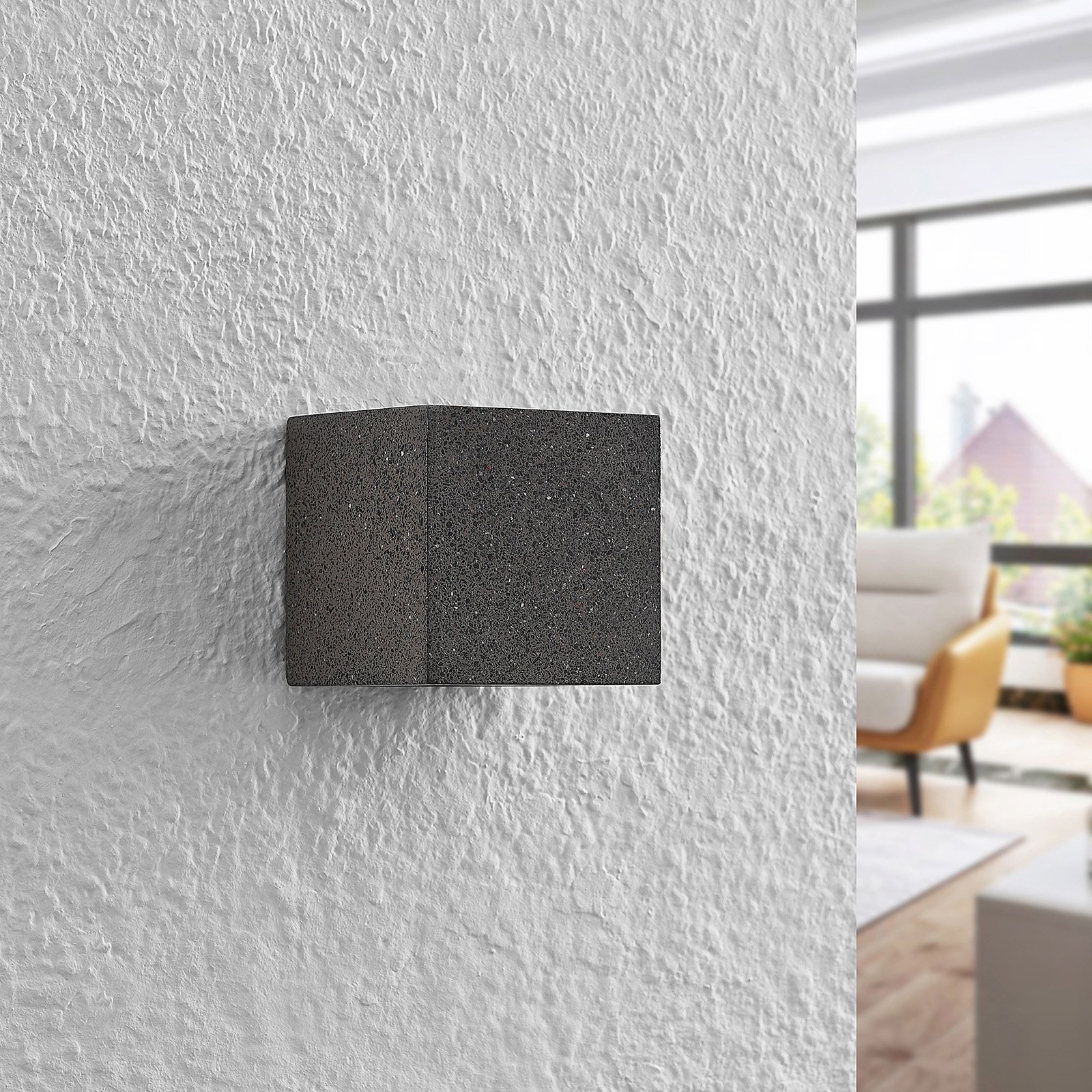 Lindby Quaso LED wall lamp, concrete black granite