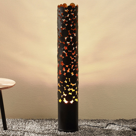 Lampadaire LED Coins effet flamme, noir