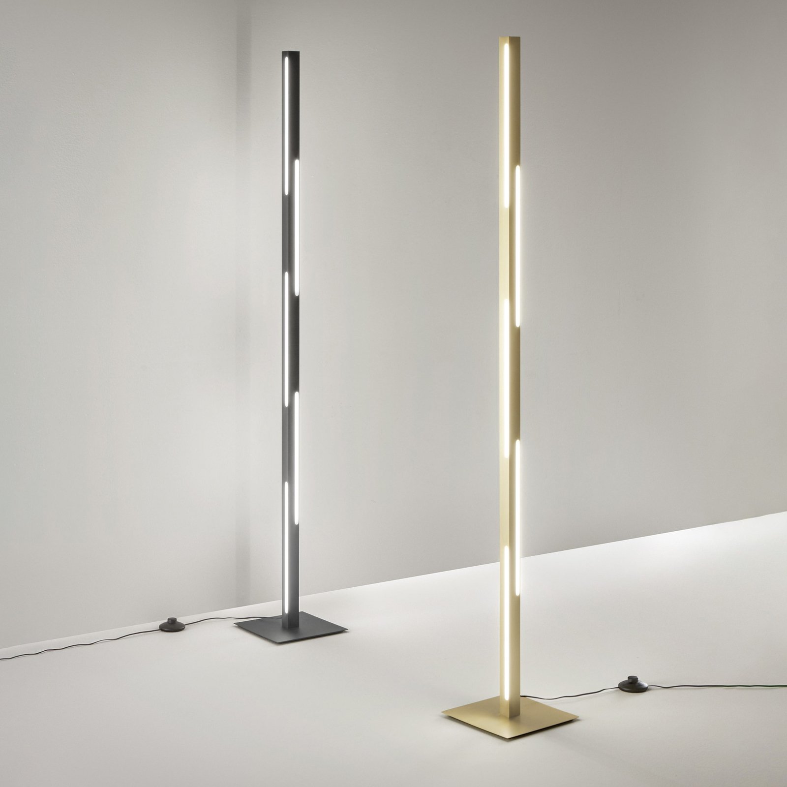 Ling LED podna svjetiljka, mesing, visina 165 cm, prigušiva, metal