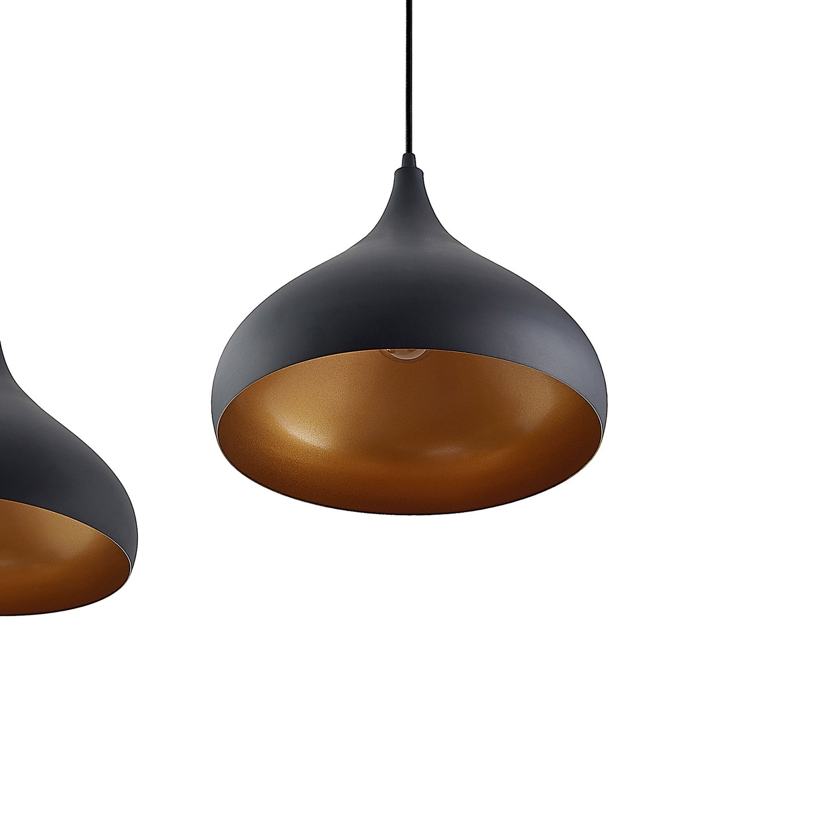 Lindby hanglamp SLIPP, zwart, aluminium, 133 cm, 3-lamps.