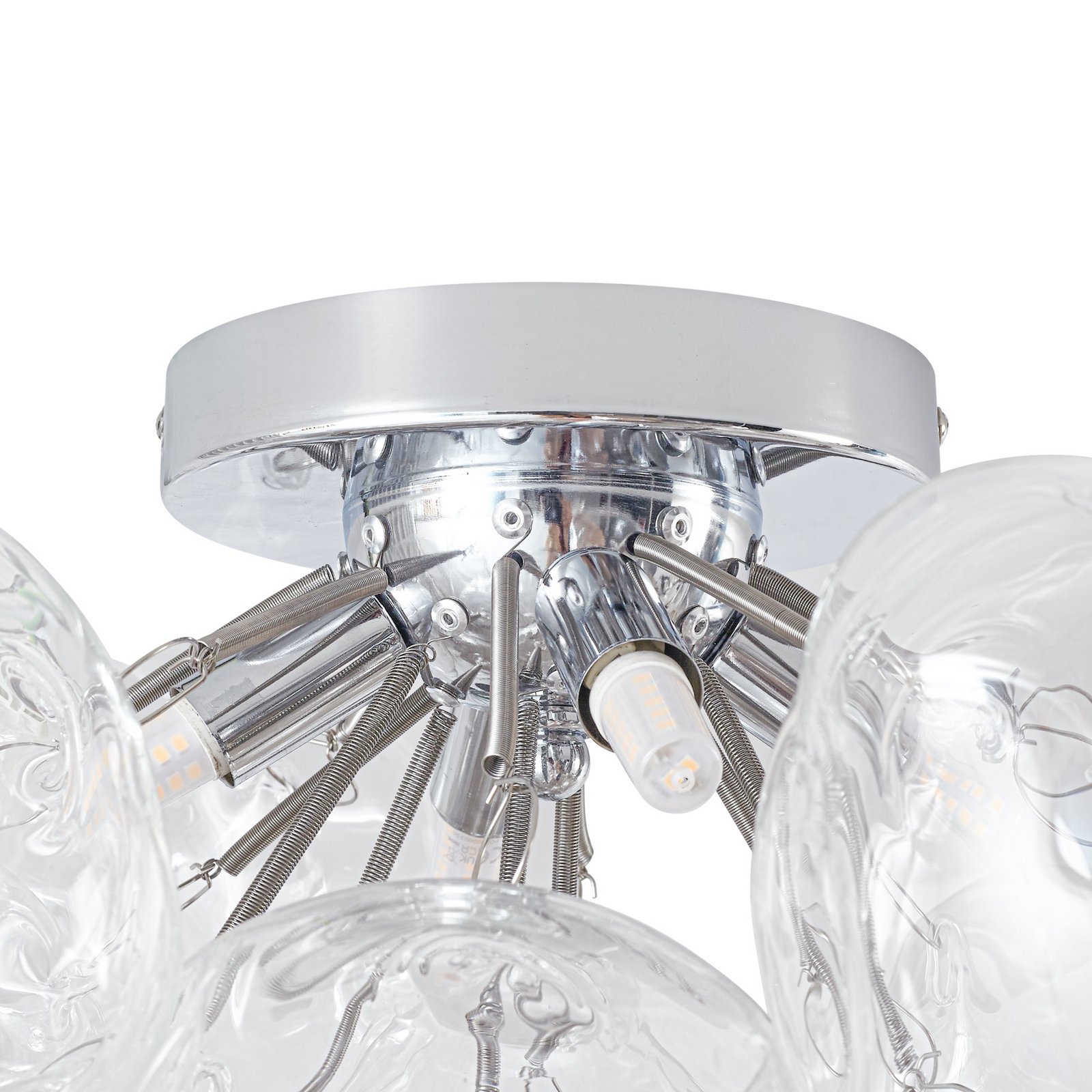 Lucande taklampe Diborah, klar, Ø 49 cm, glass, G9