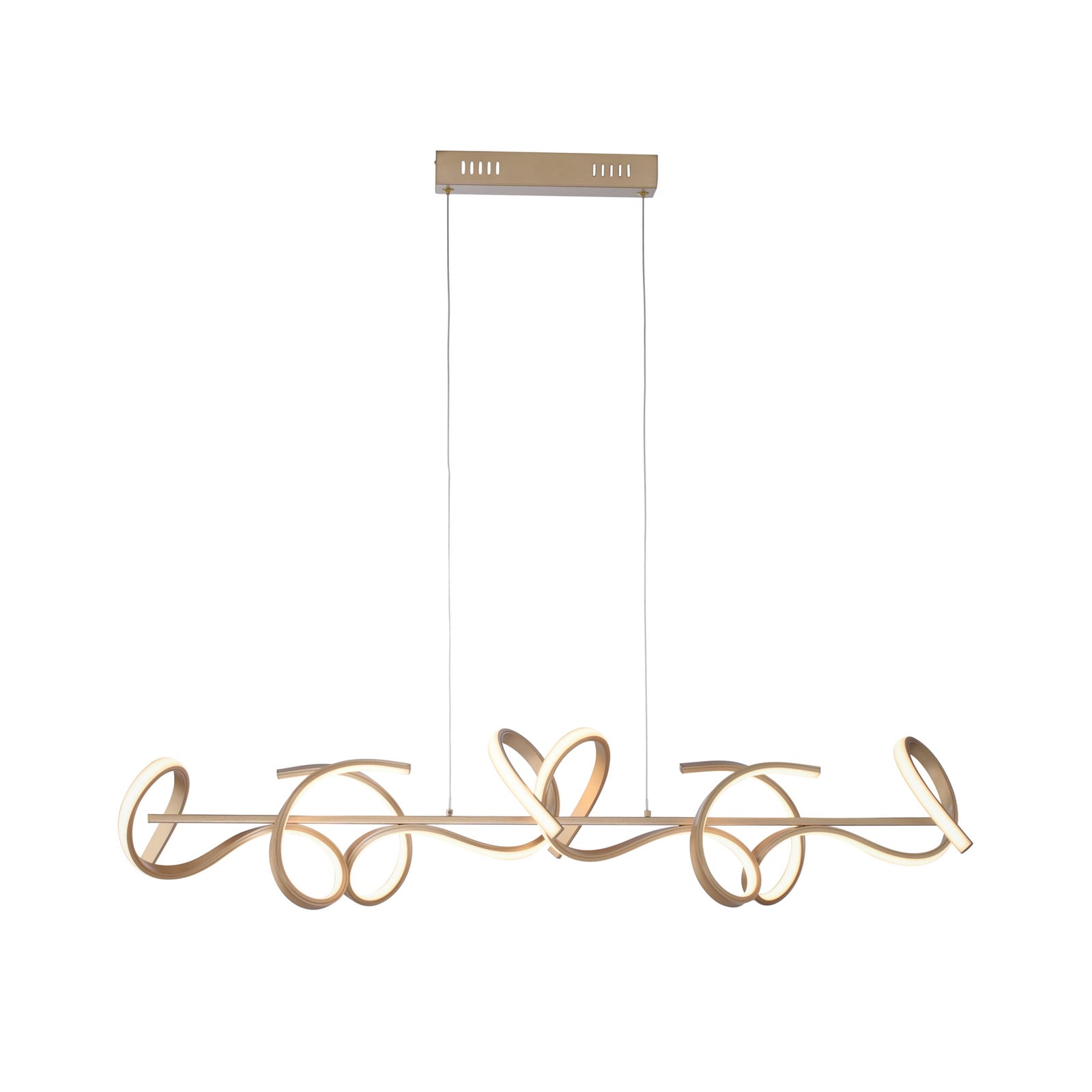 LED-Hängeleuchte Curls, messing, Metall, 99 cm lang, dimmbar LED-Hängeleuchte Curls, messing, Metall, 99 cm lang, dimmbar