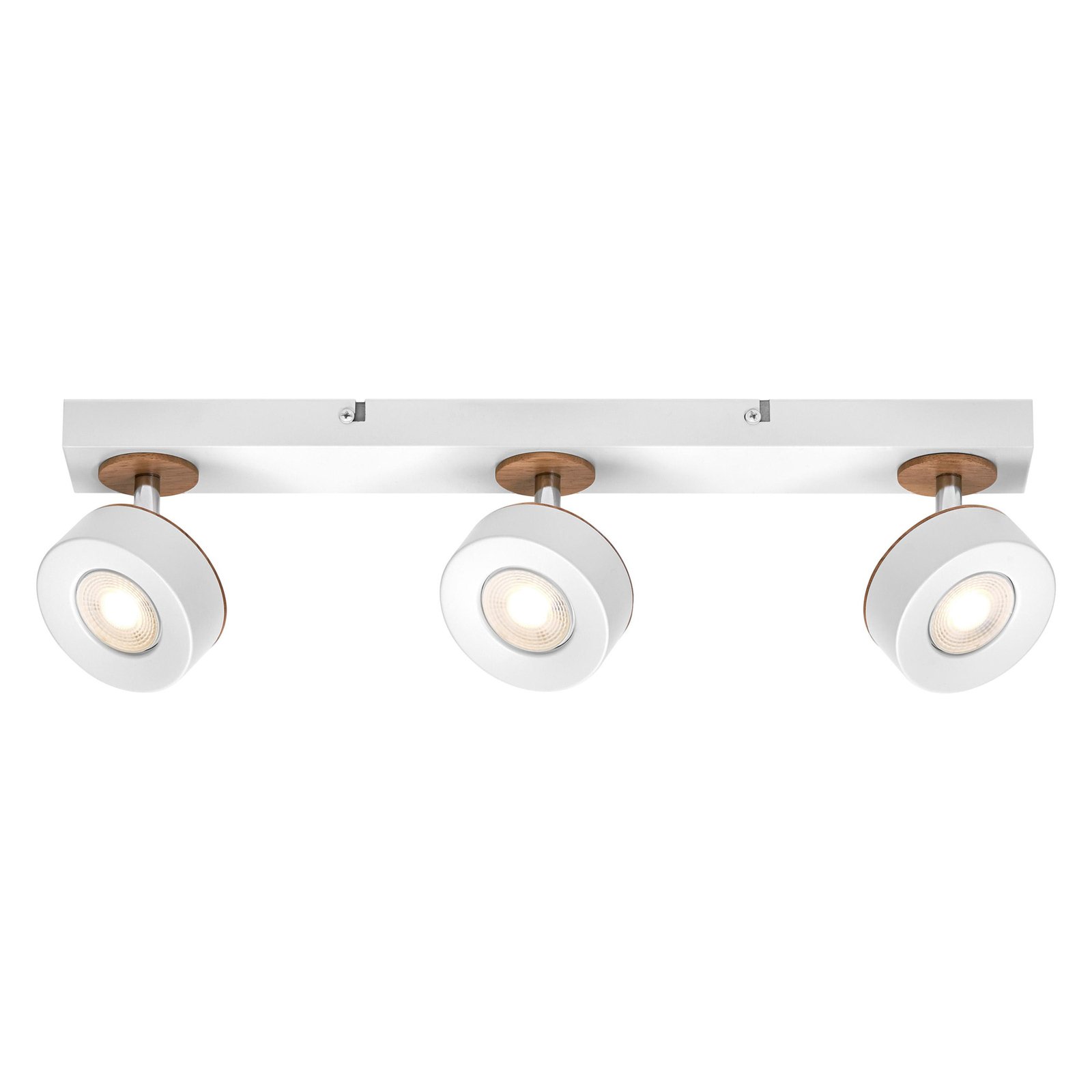 LEDVANCE LED plafondspot Pluto, staal, hout, 3-lamps, wit