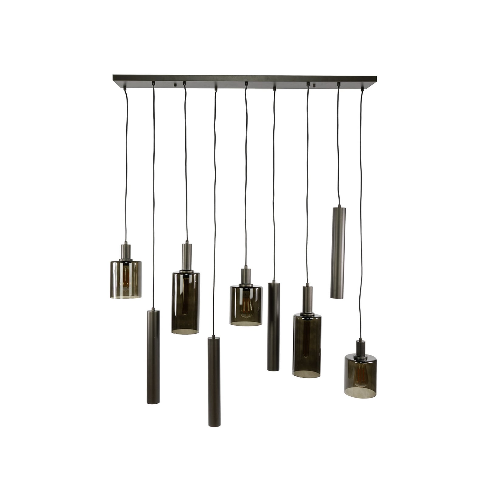 Pendelleuchte Sepiora, braun, Glas, 9-flammig, E27/GU10