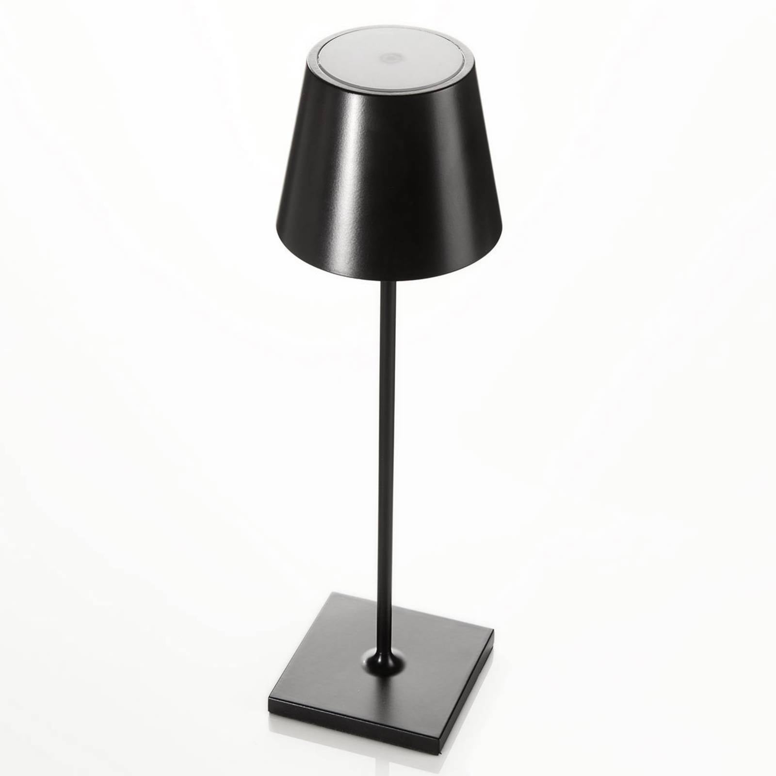 LED-Tischlampe Toc mit USB-Charger, IP54, schwarz