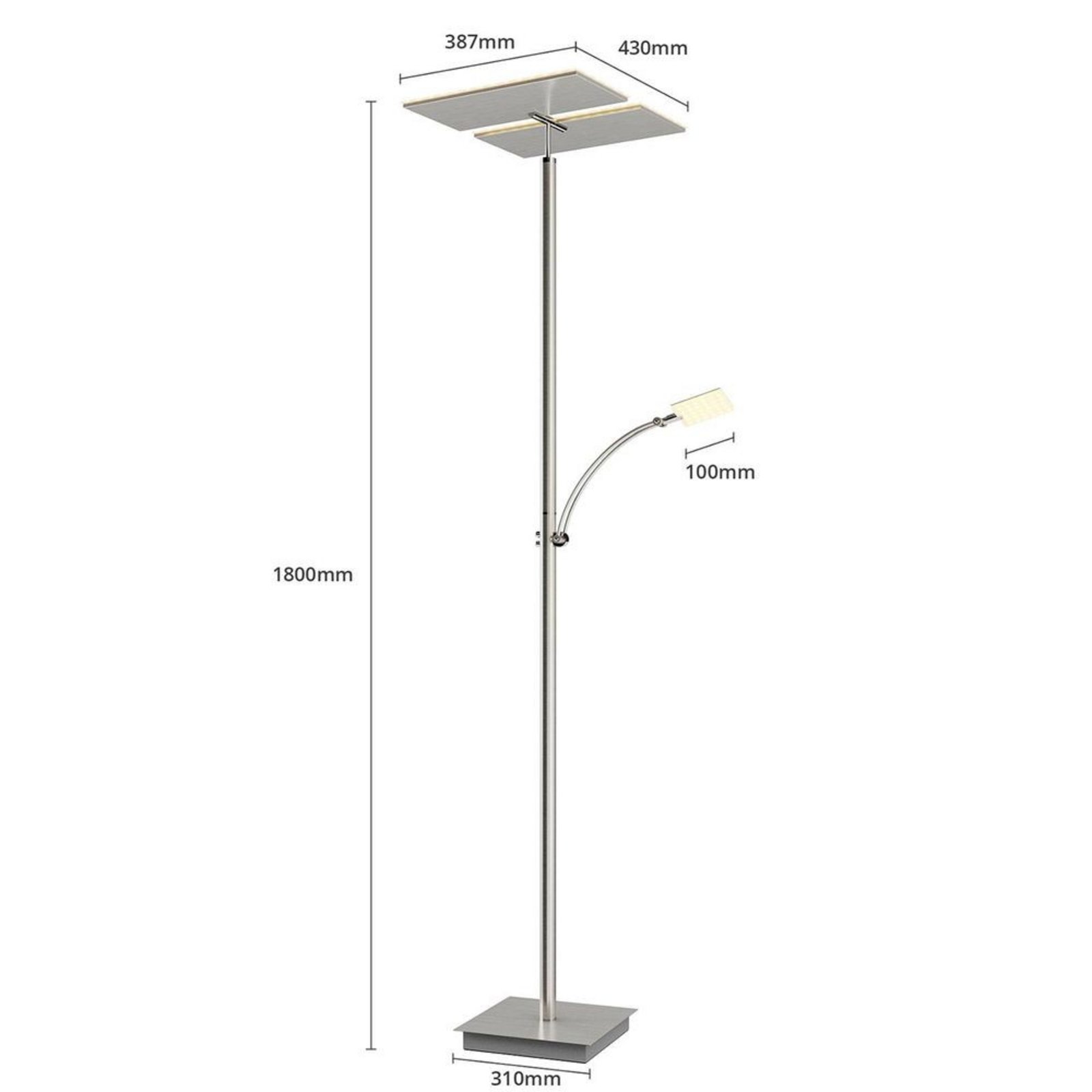 Parthena LED Lampadar Nickel - Lucande