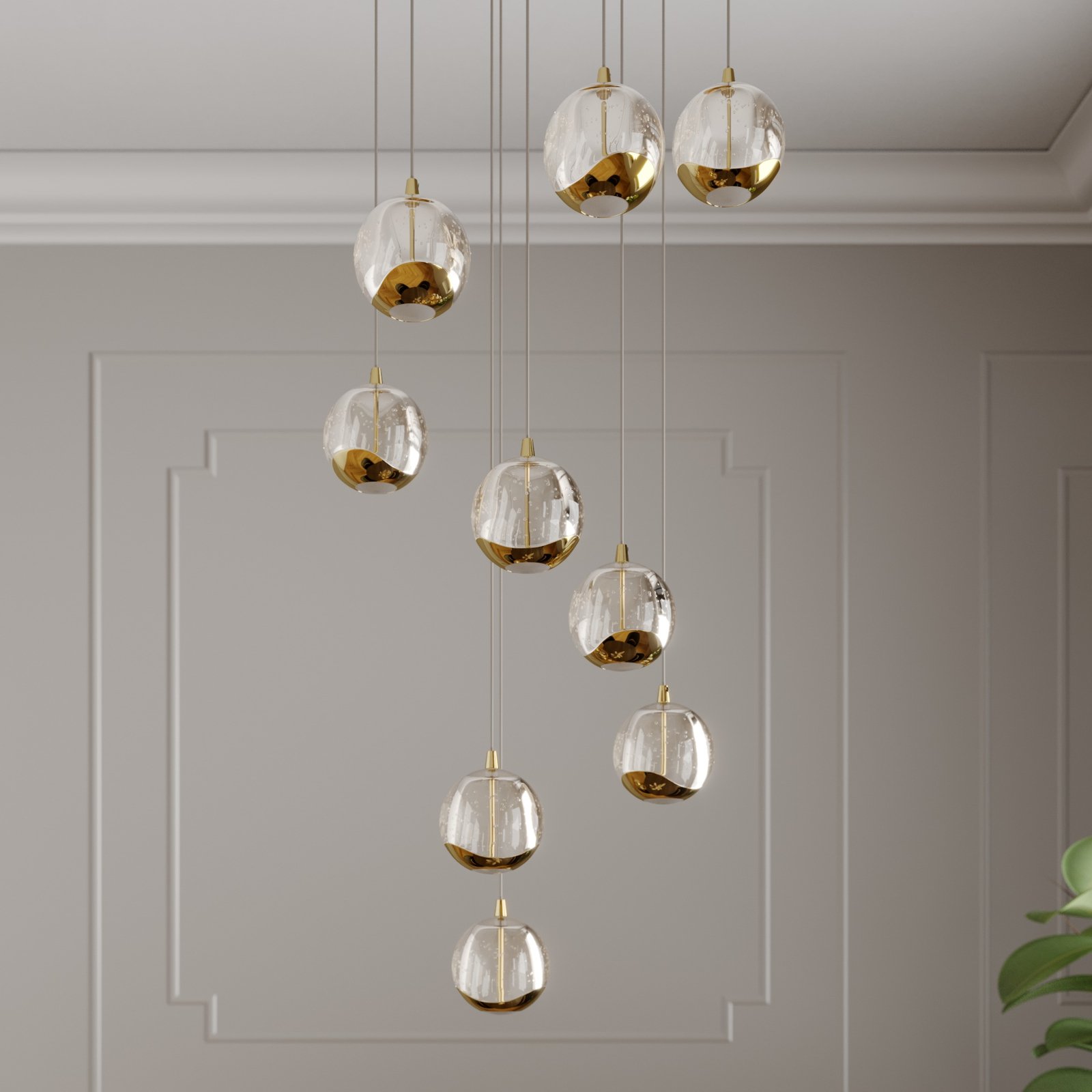 Hayley 9 Lustră Pendul Clear/Gold - Lucande