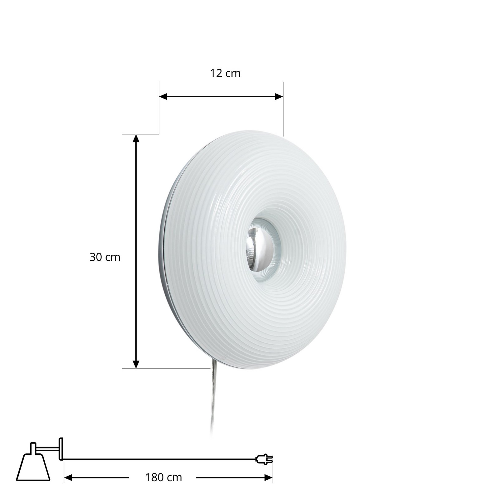 Lindby LED stolna/zidna lampa Fjora, bijela/krom, Ø 30 cm, dim.