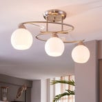 Lindby ceiling light Svean, 3-light, white, glass, length 40cm