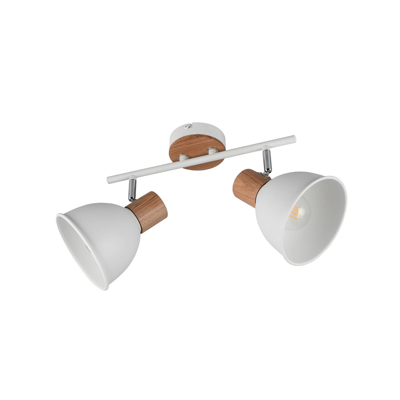 Deckenleuchte Delume, weiß, Länge 49 cm, 2-flg., Metall/Holz