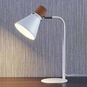 Hvid bordlampe Silva med korkdekoration, 32 cm