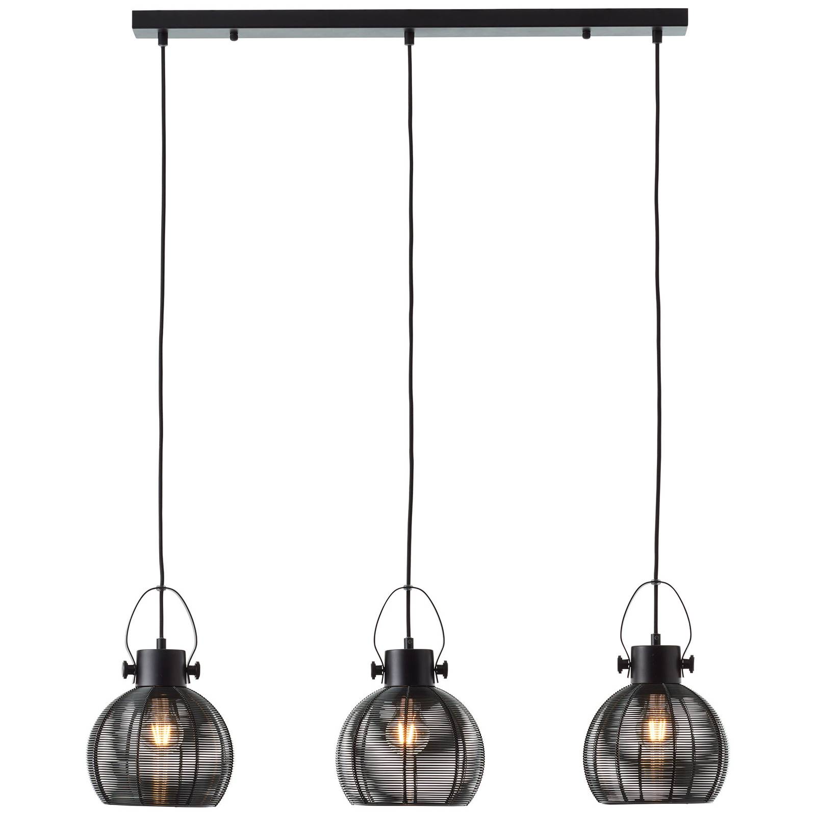 Hanglamp Sambo, balken, 3-lamps zwart