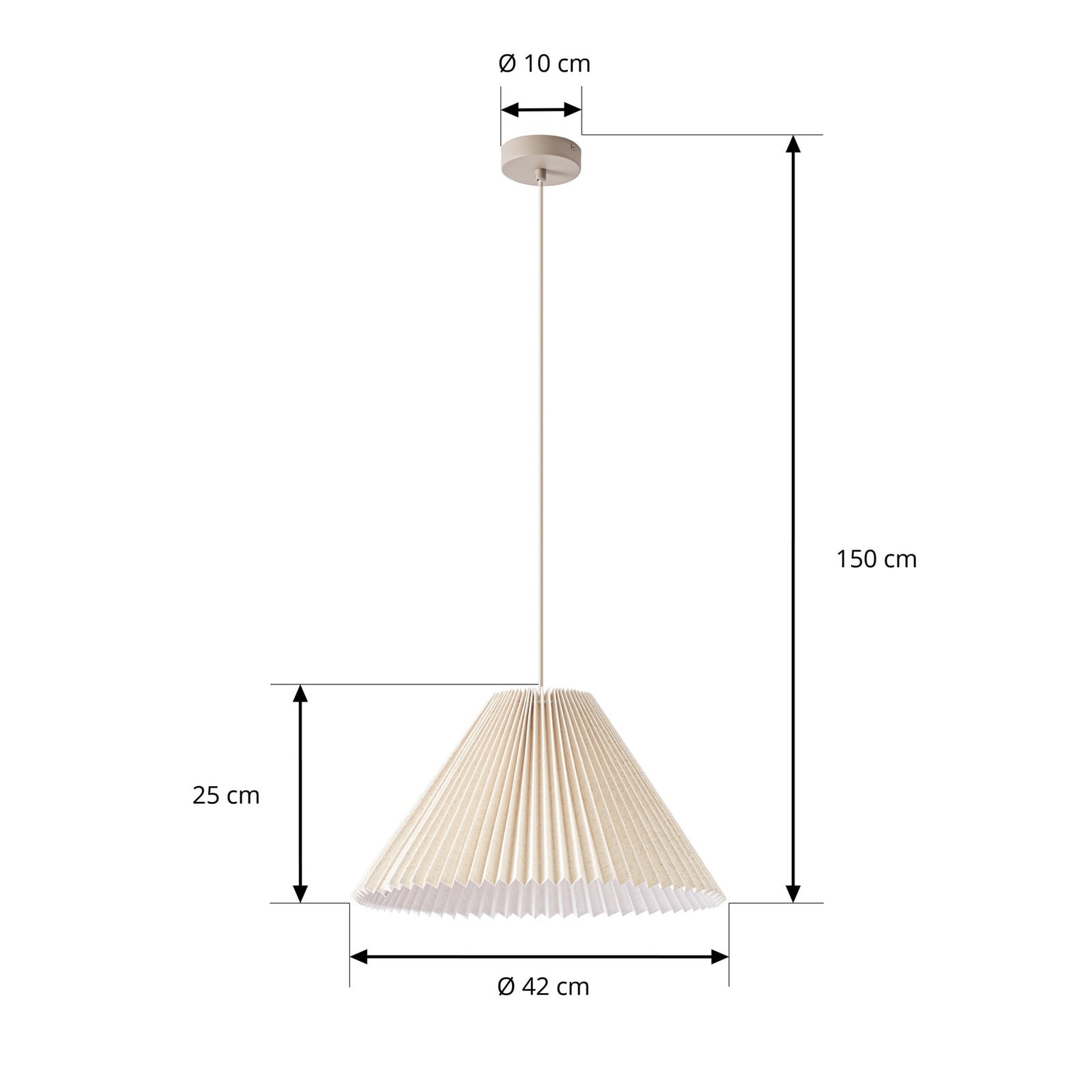 Nola hanglamp Percy, beige, Ø 42 cm, linnen