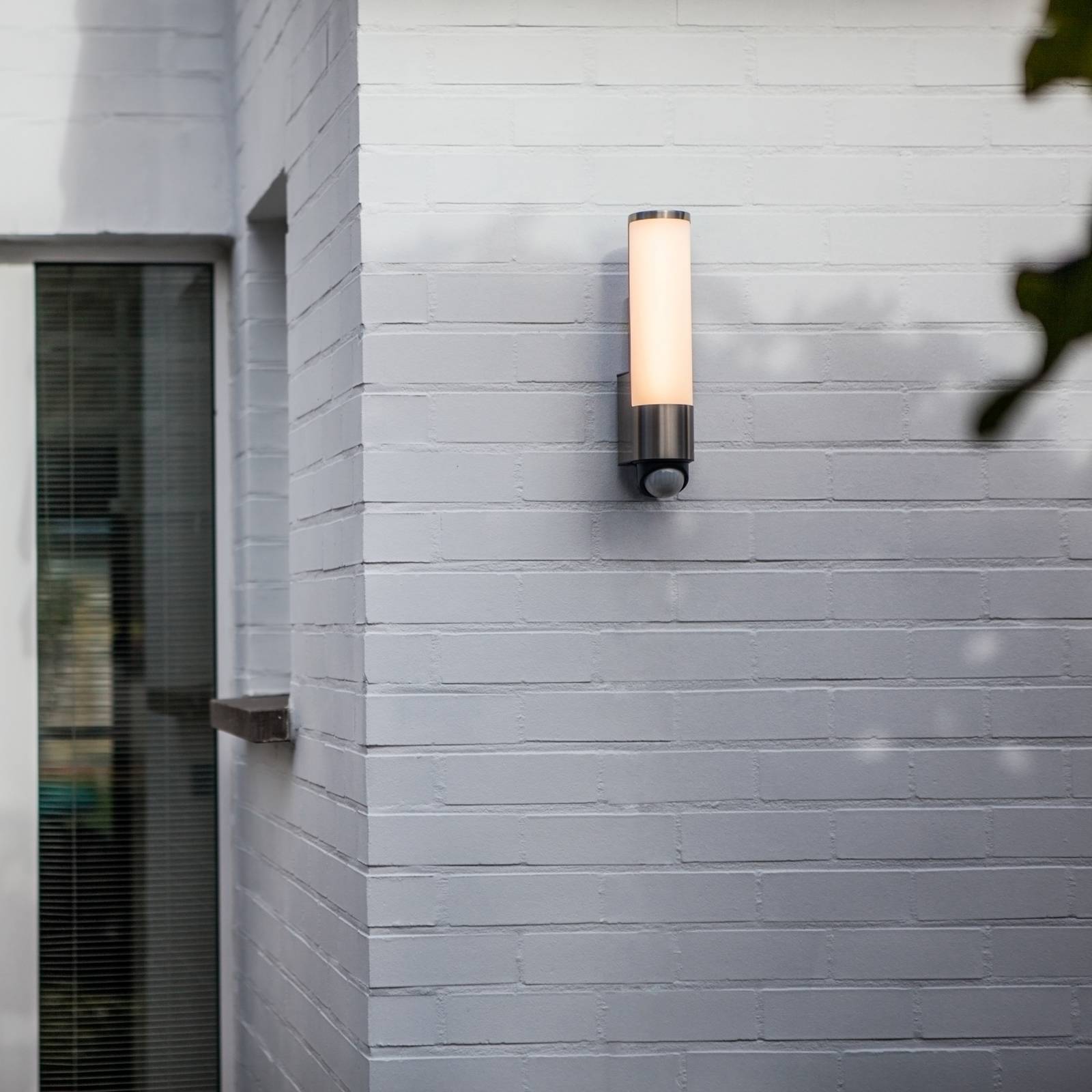 LUTEC LED buiten wandlamp LEDA, roestvrij staal, hoogte 35 cm, IP44