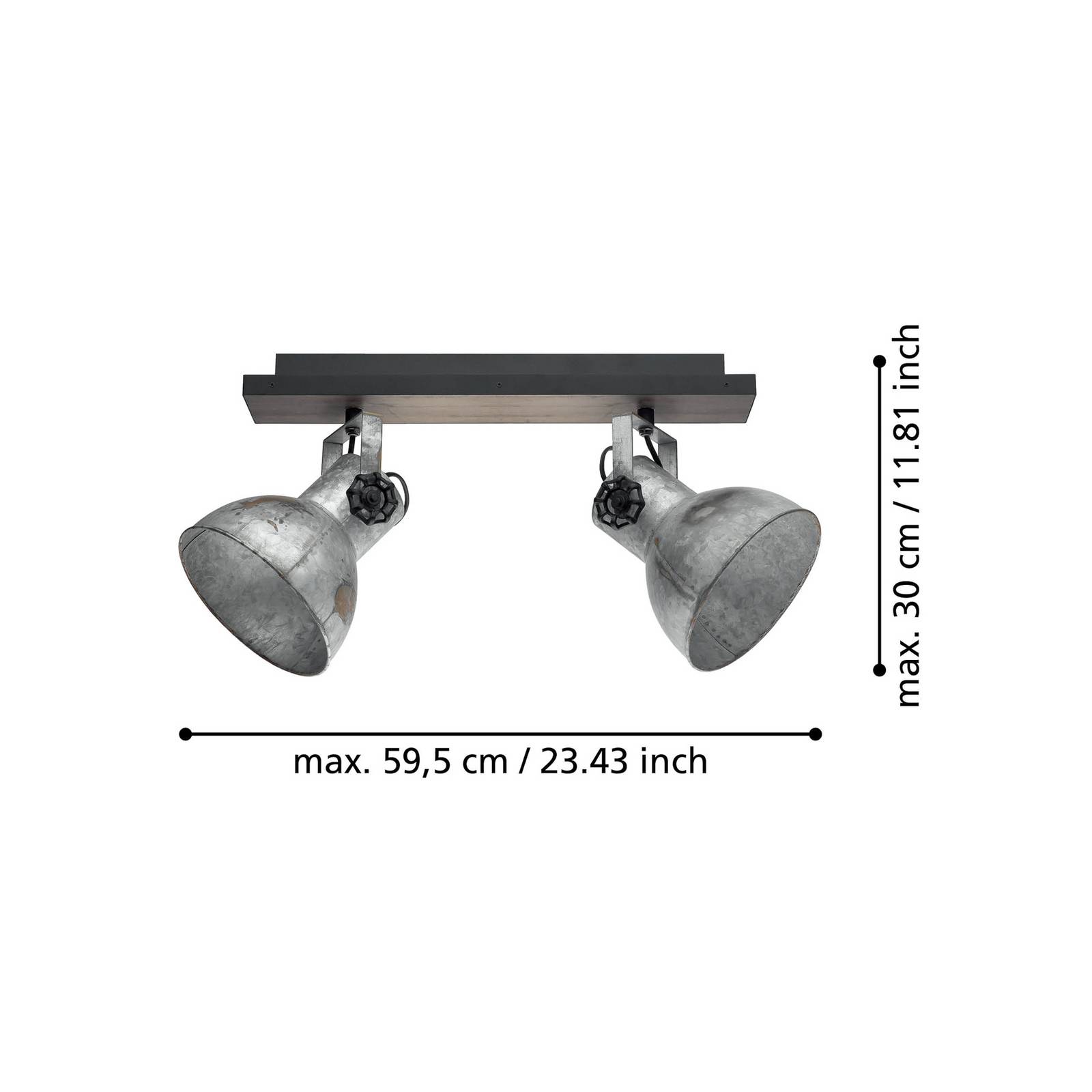  Eglo Eglo Barnstaple Industrial Ceiling Light, 2-bulb 