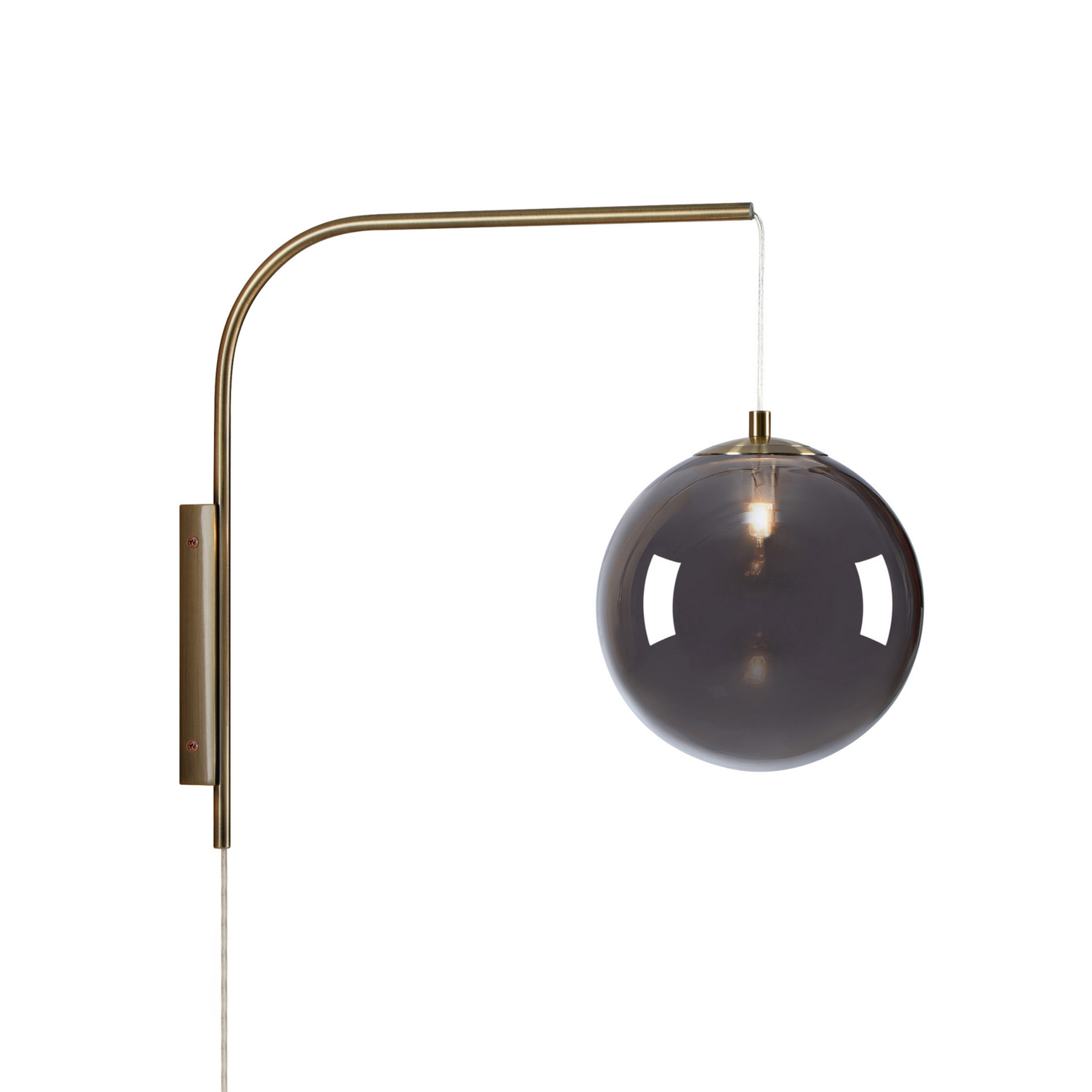 Dione Wandleuchte, mit Stecker, messing/rauchgrau - Markslöjd