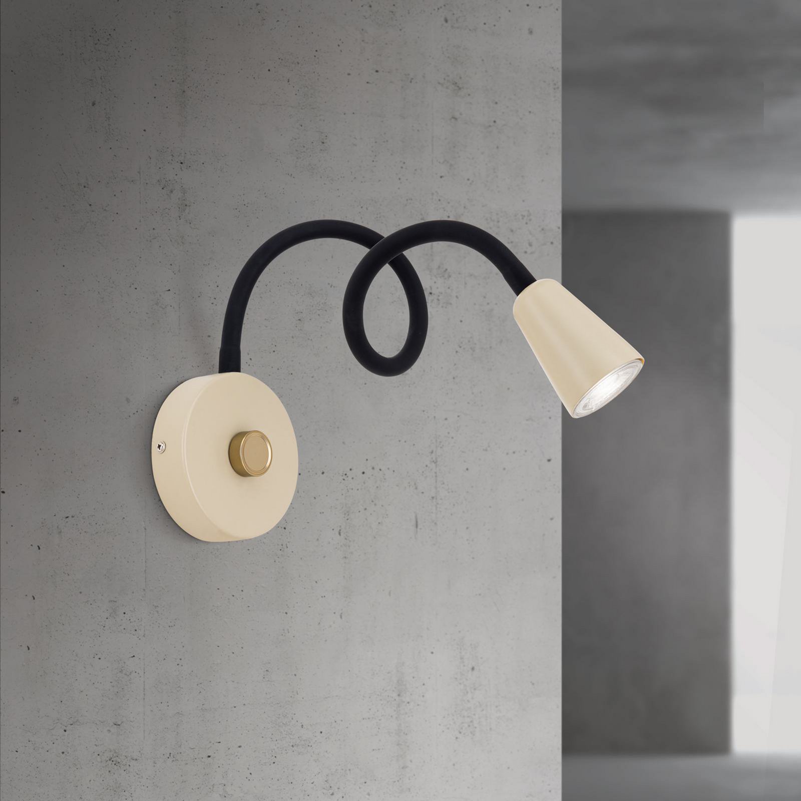 Wandleuchte Dotty, khaki, Flexarm, Dimmer, GU10
