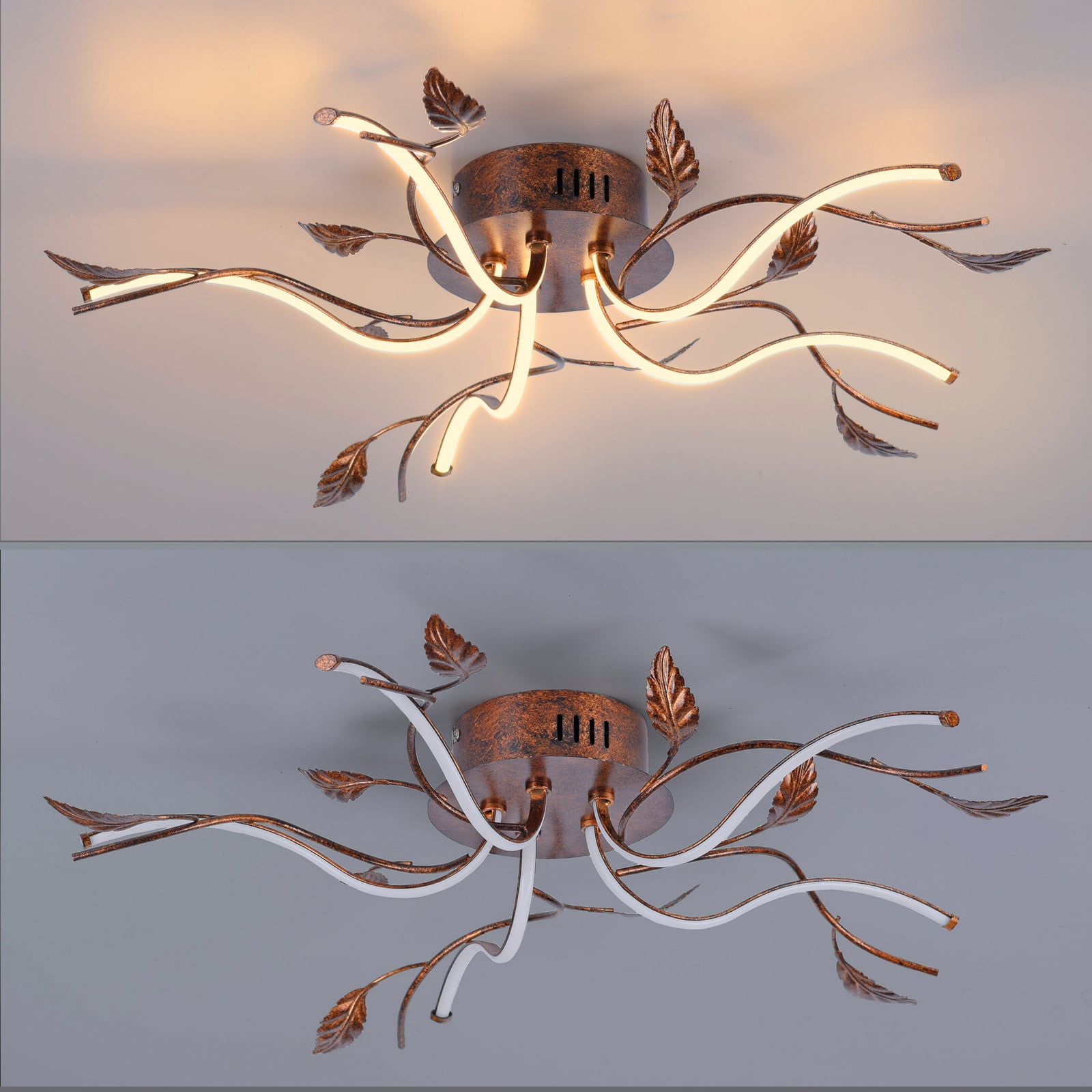 LED-loftlampe Aurelia, rustbrun, metal, 2.700 K, dæmpbar LED-loftlampe Aurelia, rustbrun, metal, 2.700 K, dæmpbar