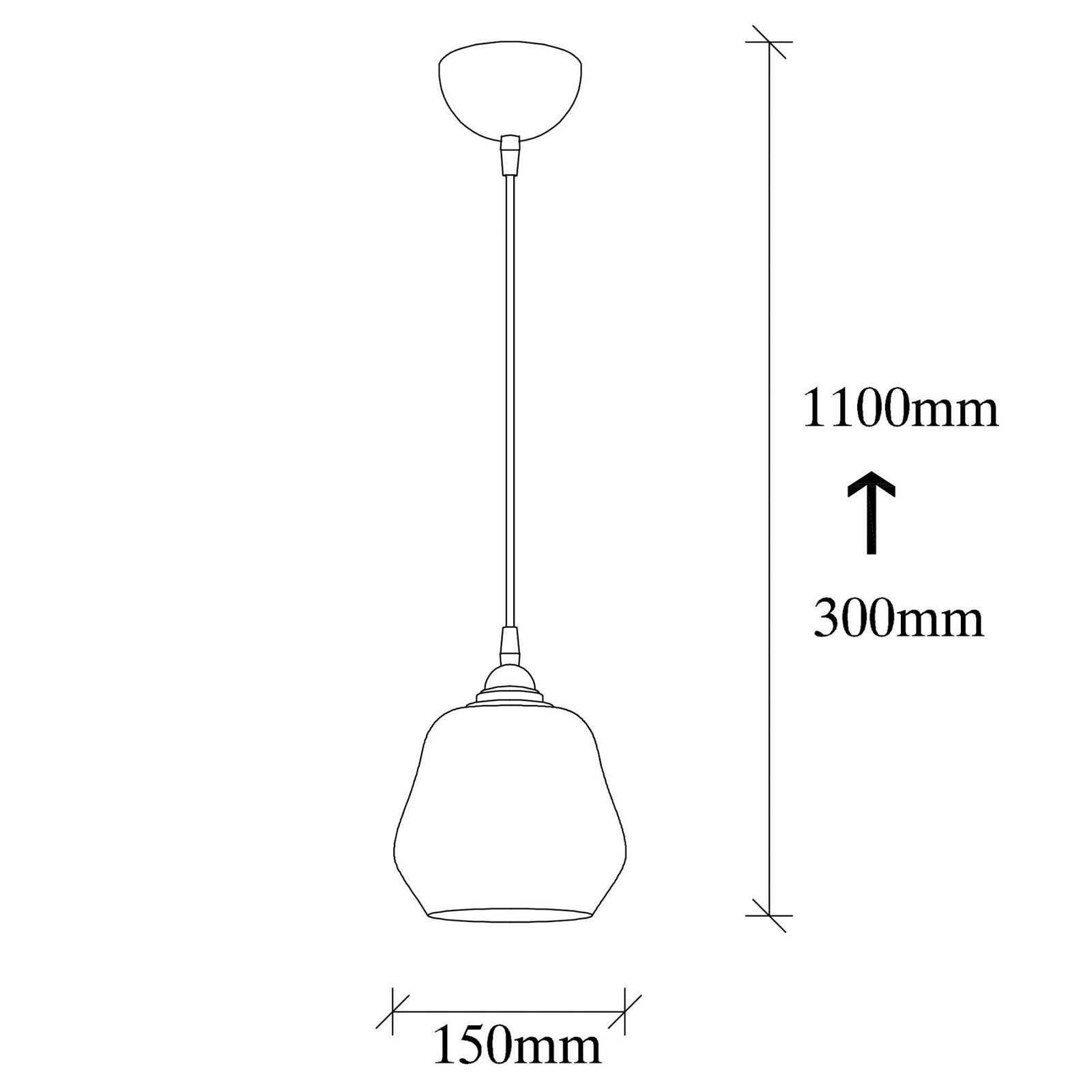 Hanging light Gold 030, gold-transparent glass Ø 15 cm 1-bulb