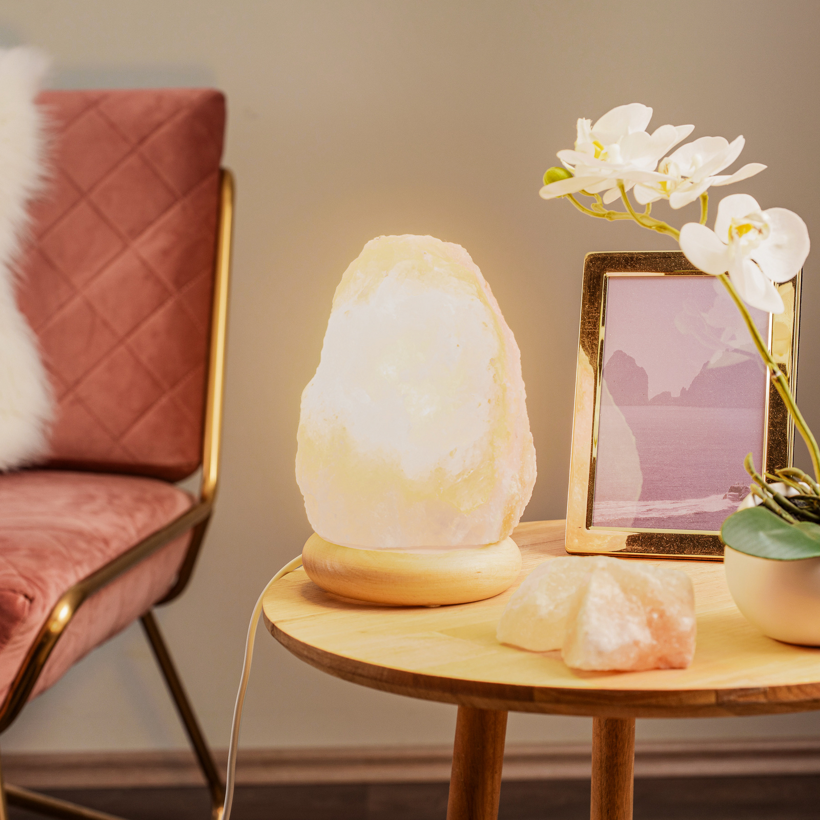 Envostar Harmony salt lamp Natur with wooden base